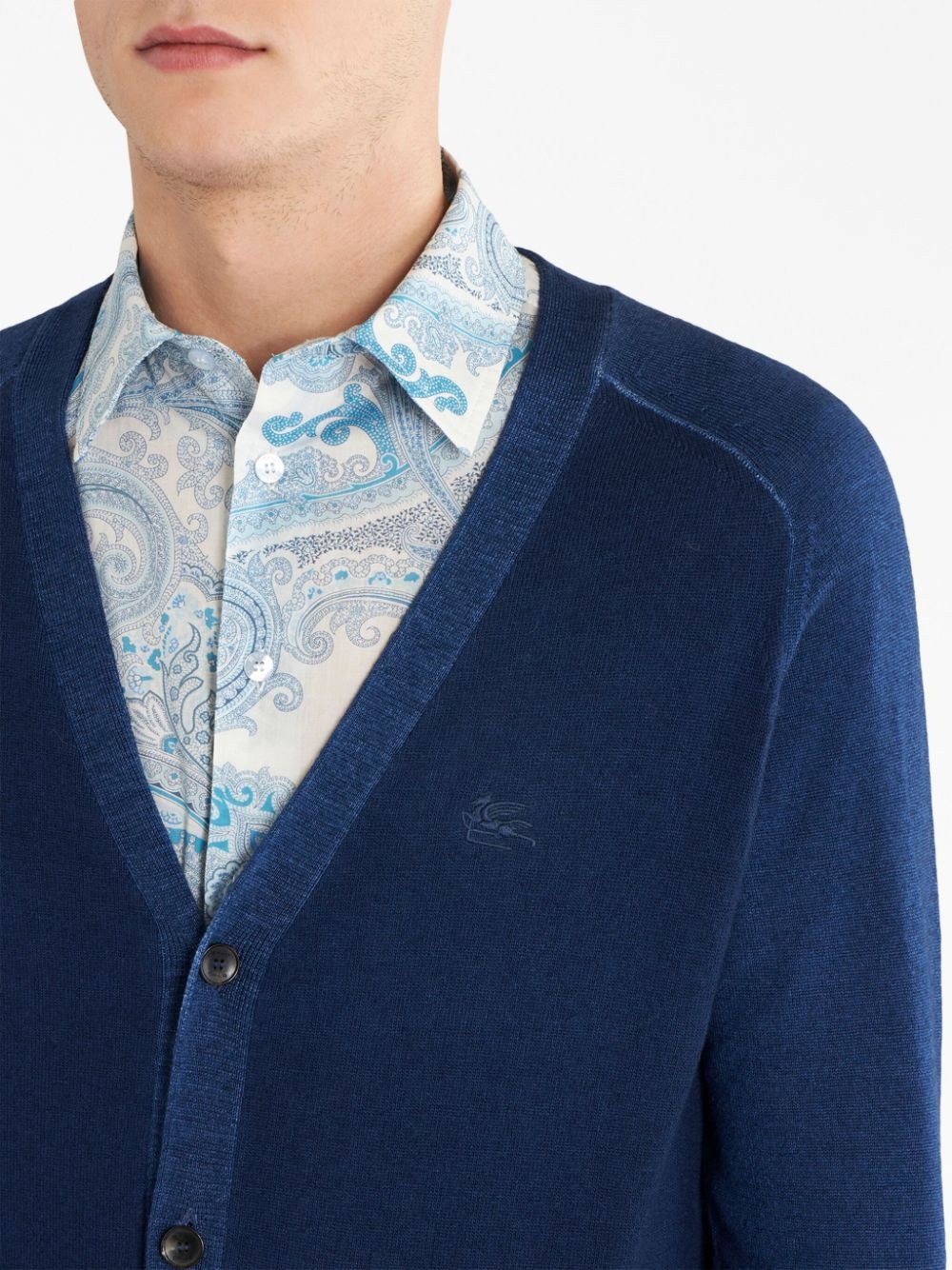 logo-embroidered virgin-wool cardigan - 4
