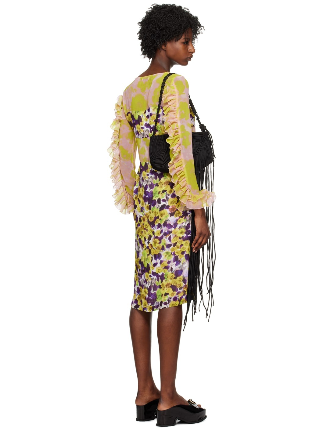 Yellow & Purple Dire Midi Dress - 3