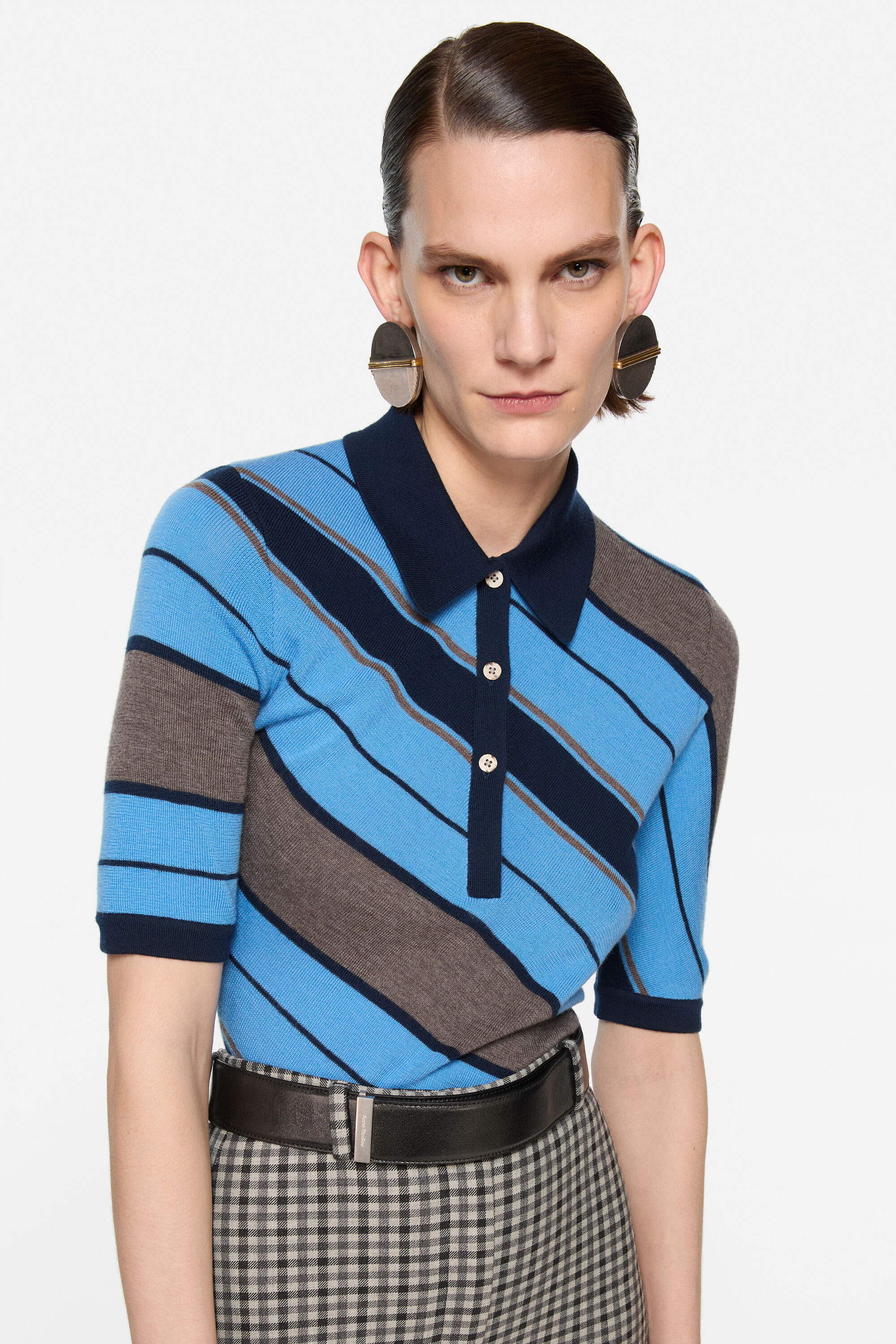 Wool polo knit - Multi blue - 4