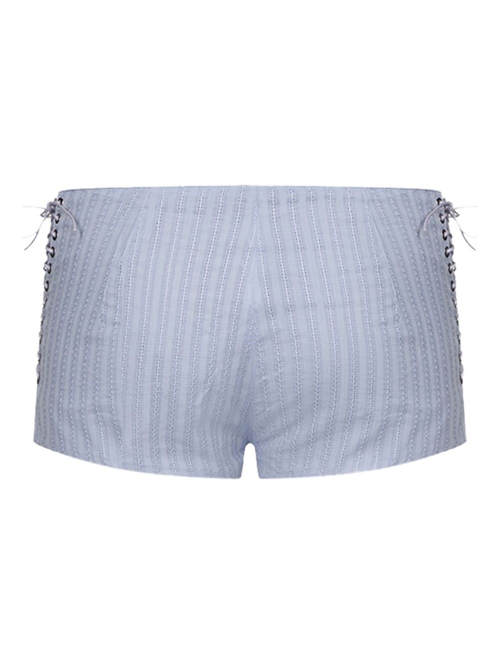 lace-up cotton shorts - 2