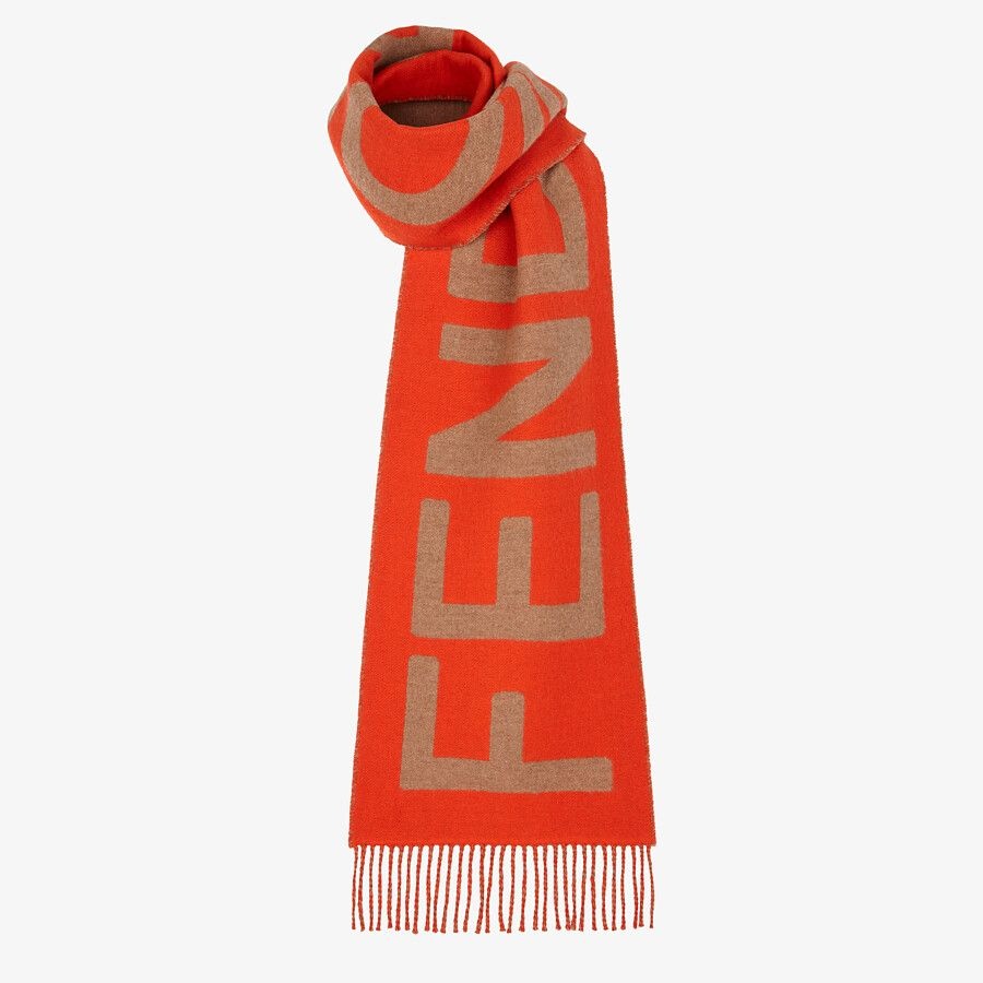 Red cashmere and wool scarf - 2