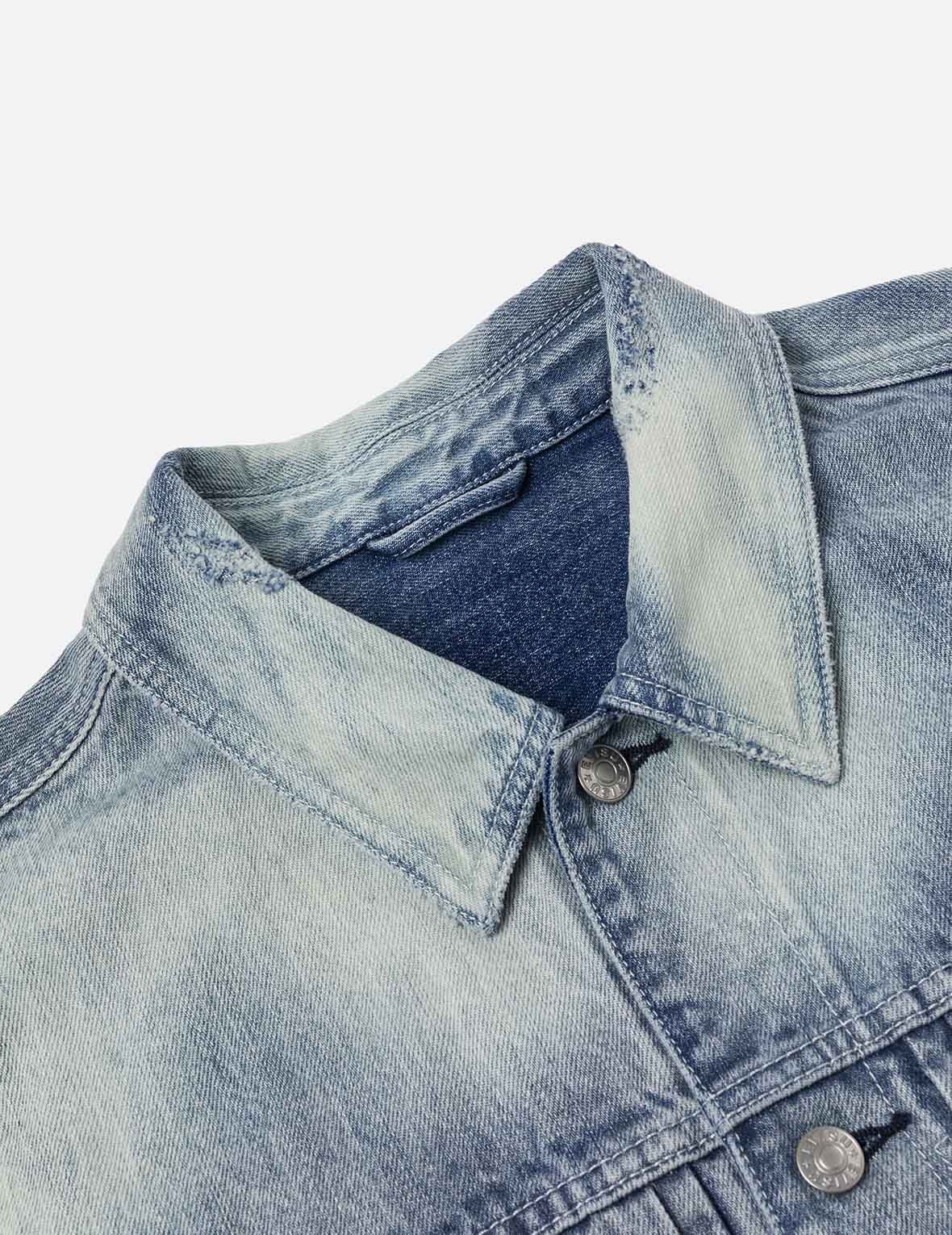 Seagull Appliqué Embroidery Relax Fit Denim Jacket - 9