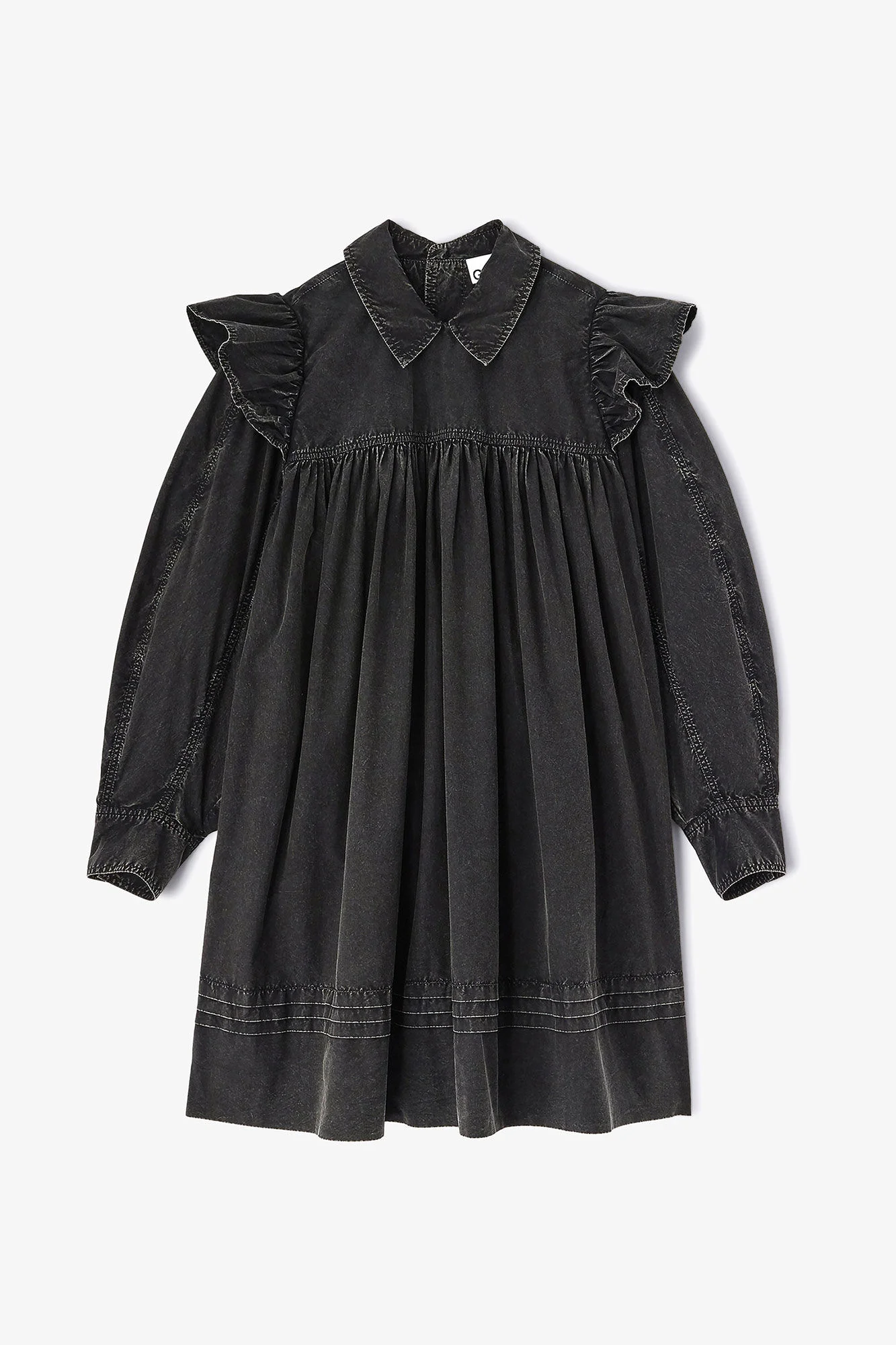 BLACK WASHED MINI SHIRT DRESS - 1