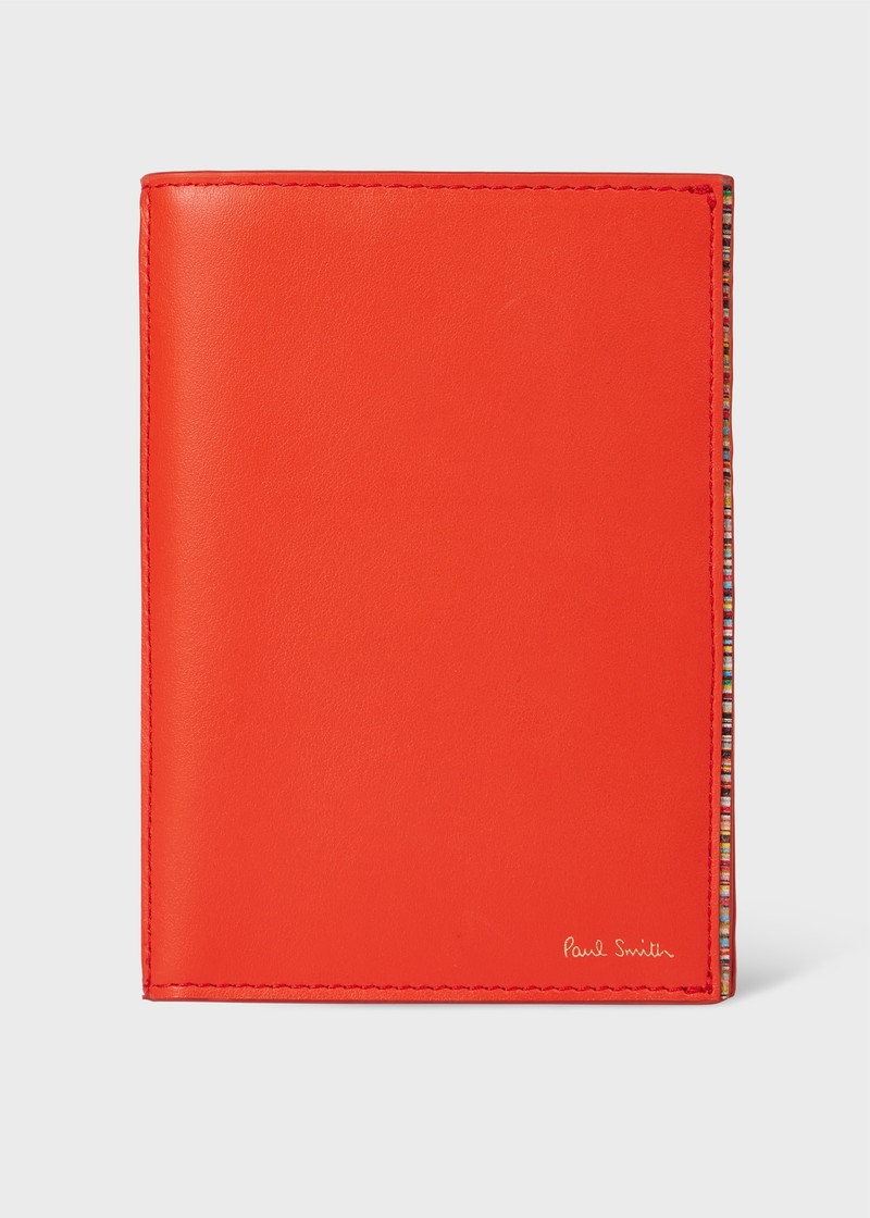 Orange Leather 'Signature Stripe' Trim Passport Holder 1