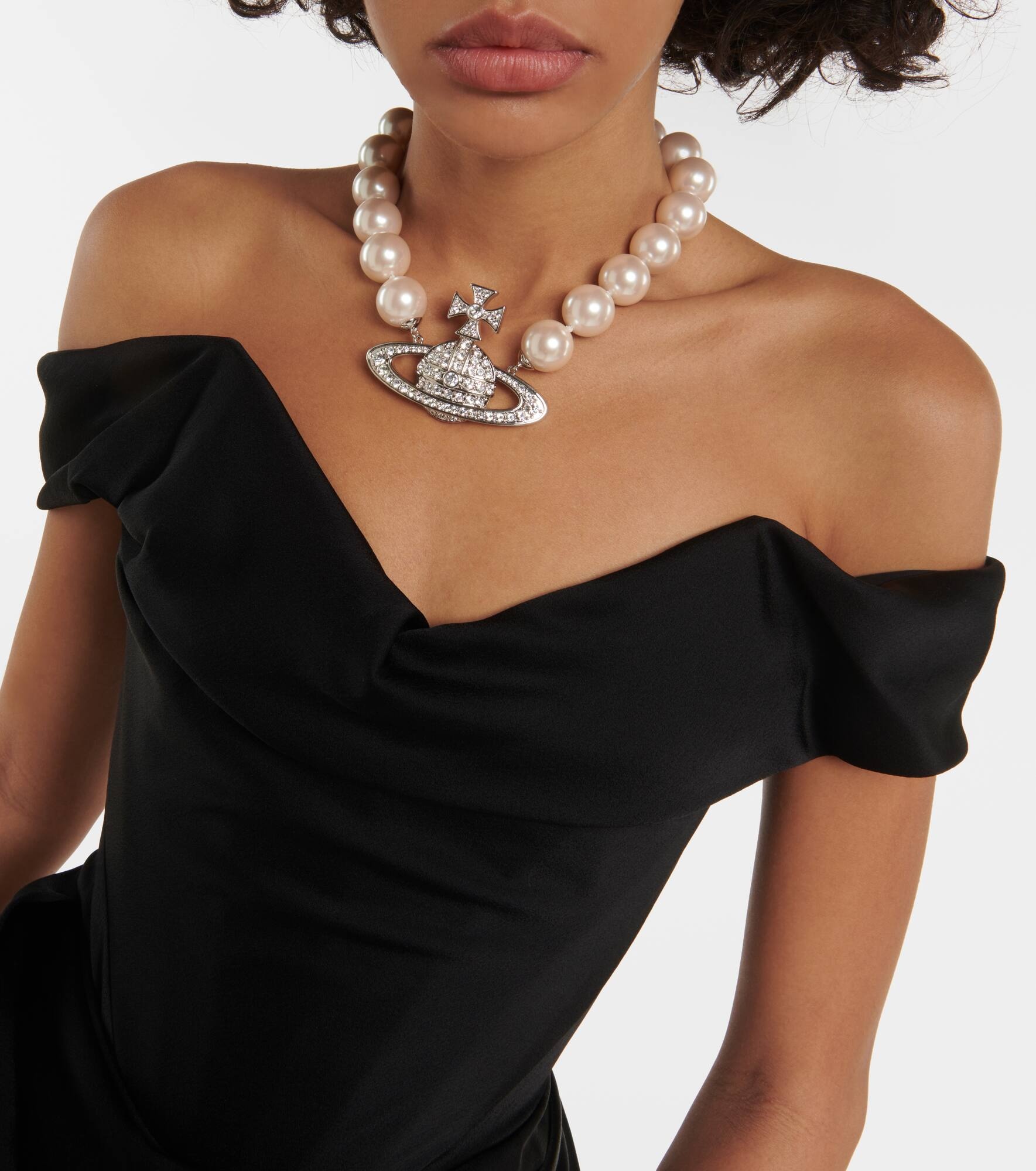 Off-shoulder bustier crêpe minidress - 4
