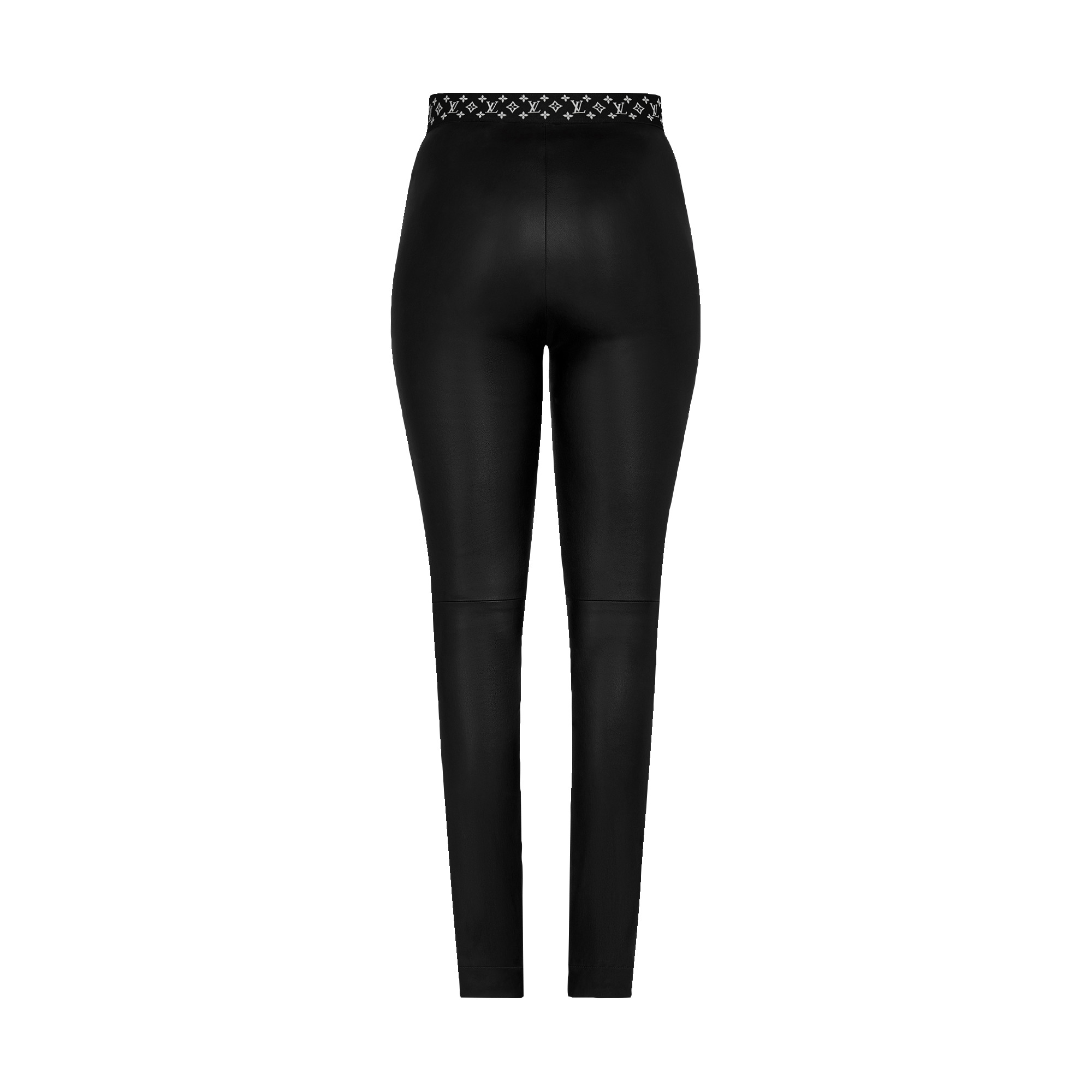 Contrast Accent Leather Leggings - 3