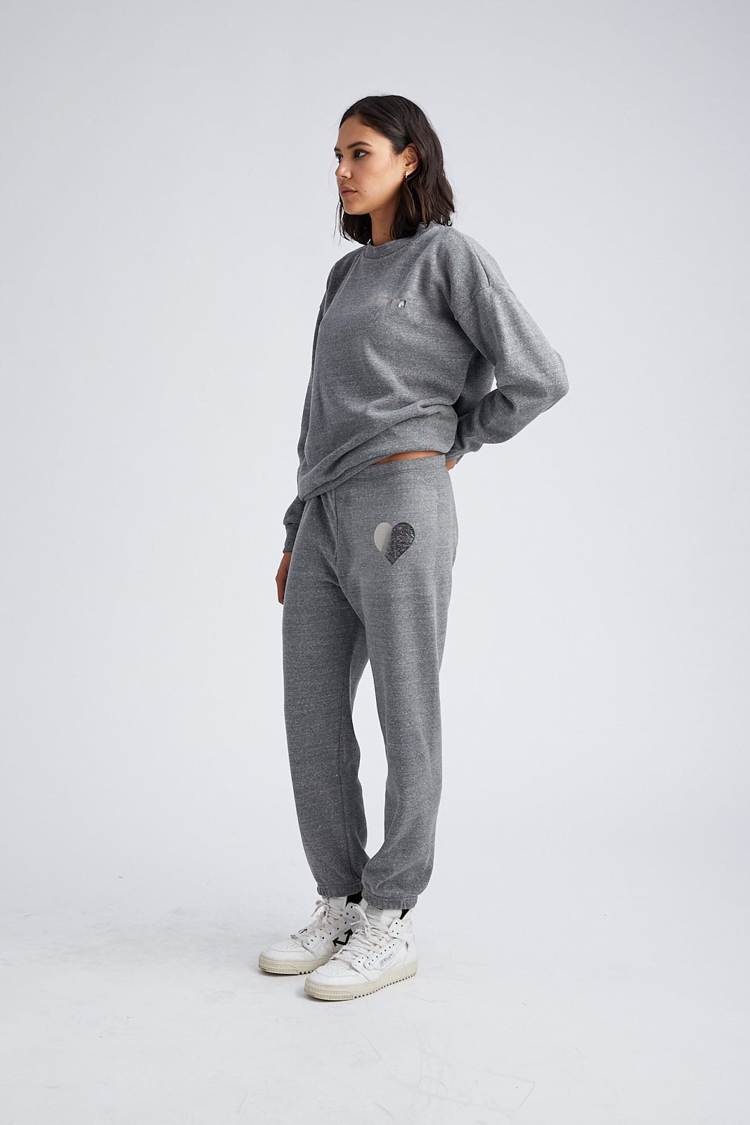 DARK GREY HEART SWEATPANTS - 2