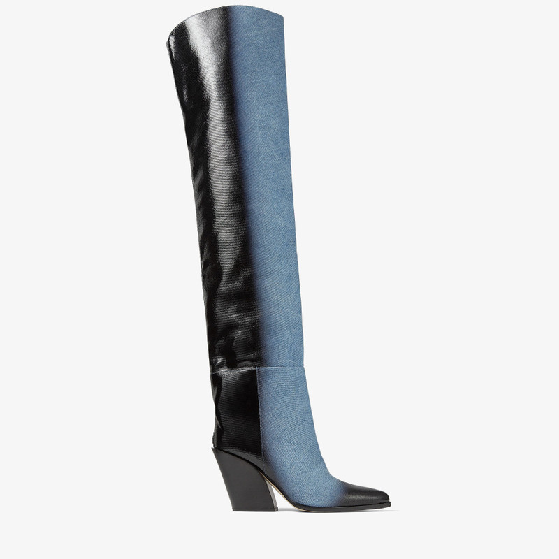 무릎 위에 Maceo 85
검정 Dipped Denim Over-The-Knee 부츠 - 1