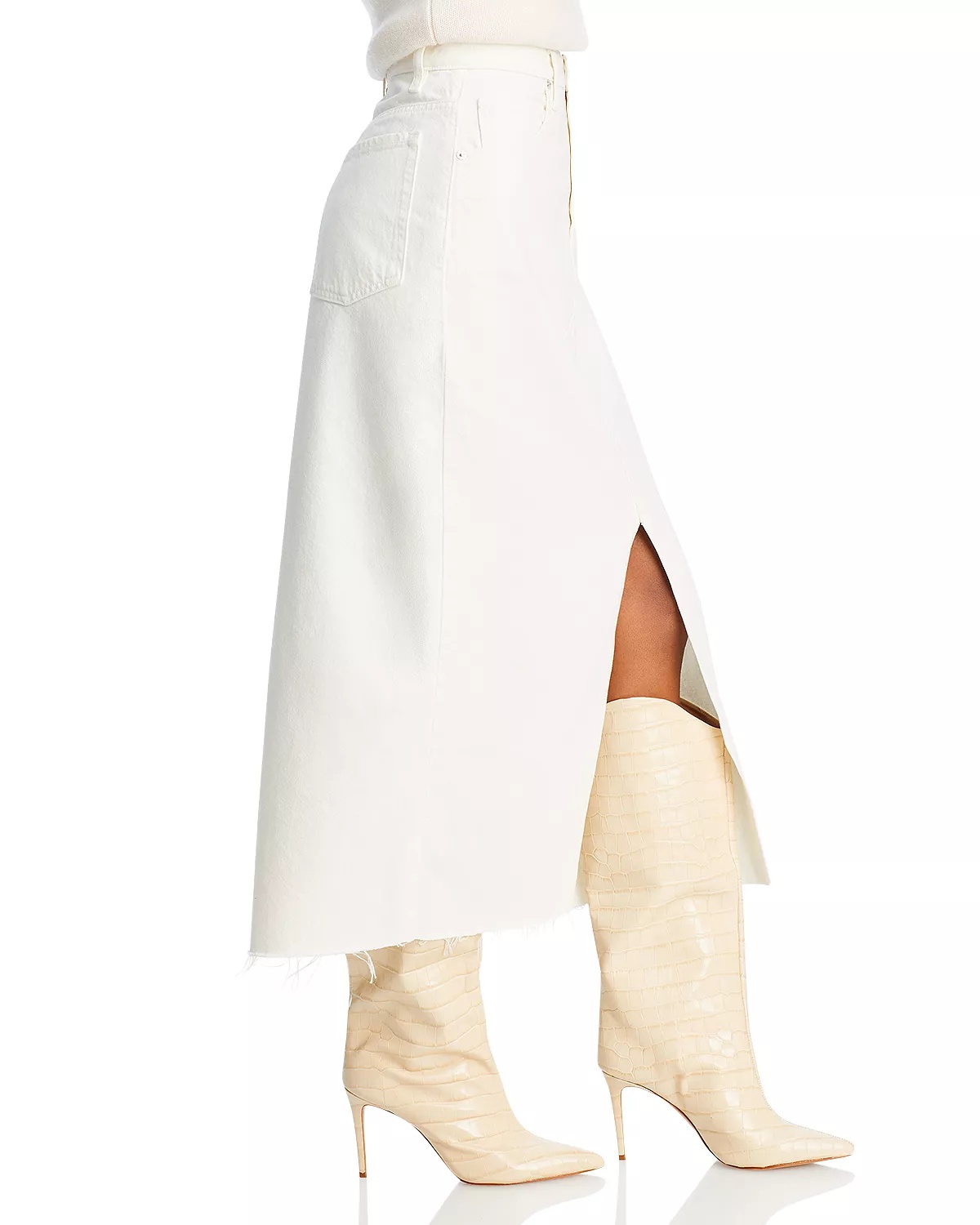 The Midaxi Denim Skirt in Ecru - 5