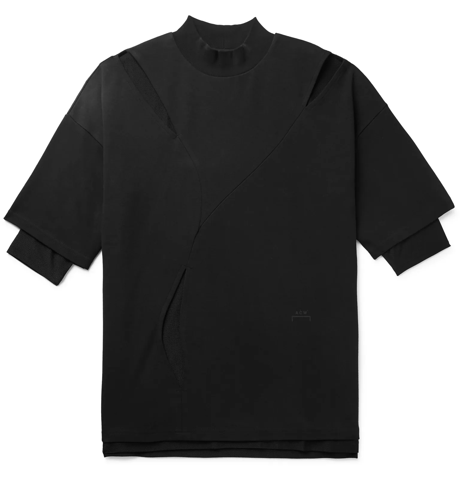 Oversized Layered Cutout Cotton-Jersey and Mesh T-Shirt - 1