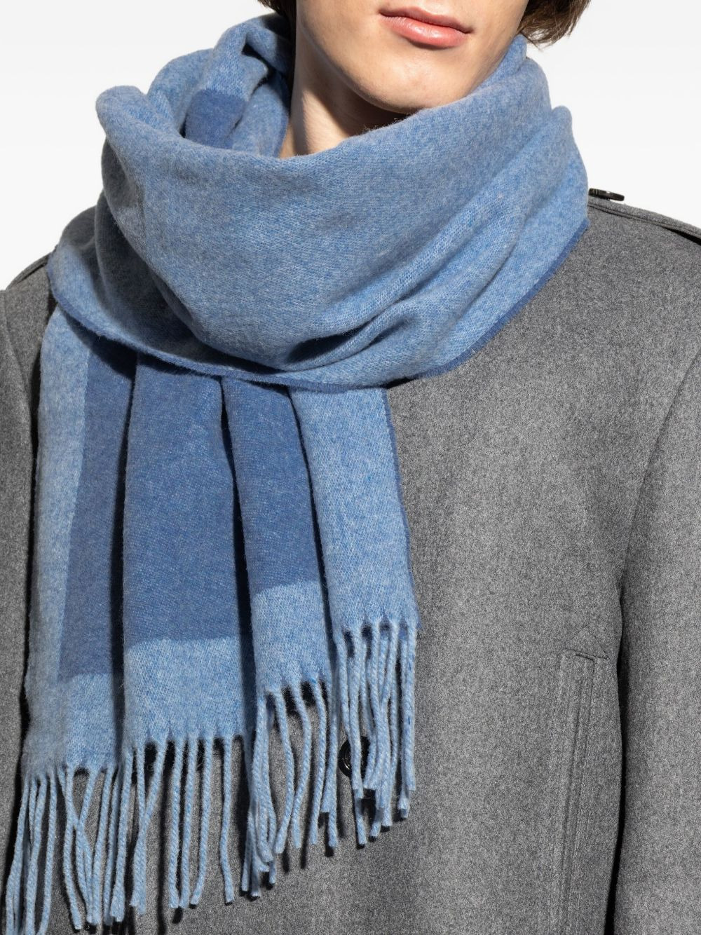 logo-detailed fringed scarf - 5