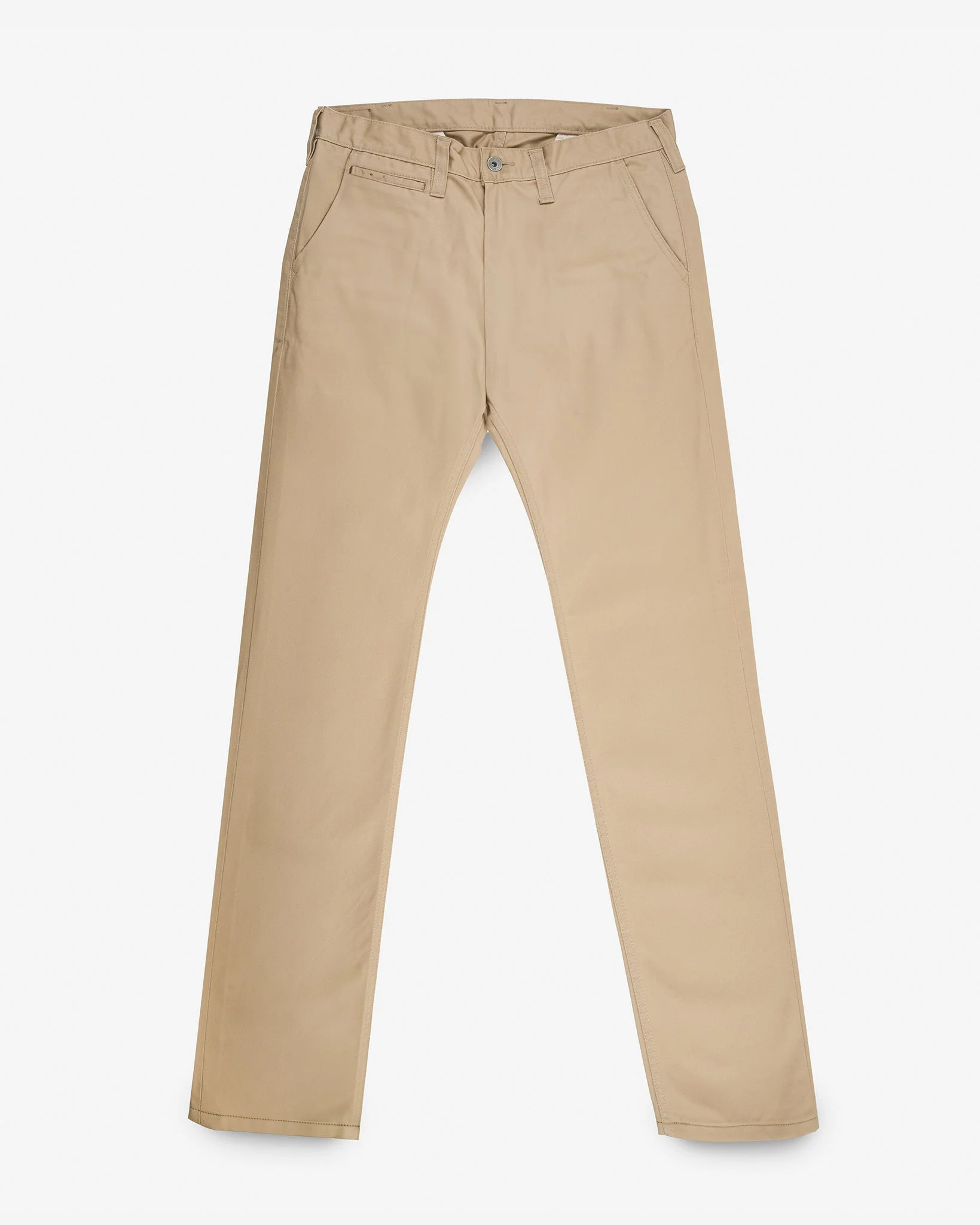 IH-721-KHA 9OZ MERCERISED SELVEDGE COTTON SLIM TAPERED CHINOS - KHAKI - 1