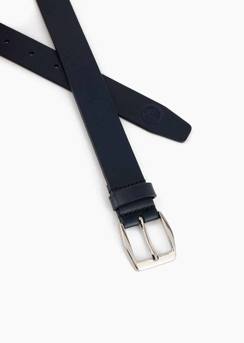 GIORGIO ARMANI Leather belt with embroidered logo outlook