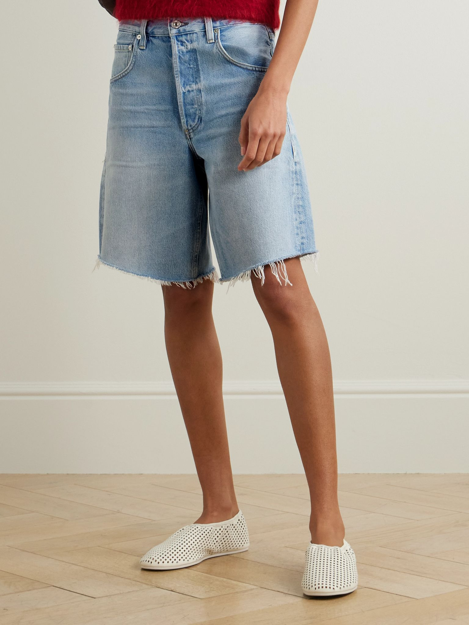 Ayla frayed denim shorts Light denim - 3