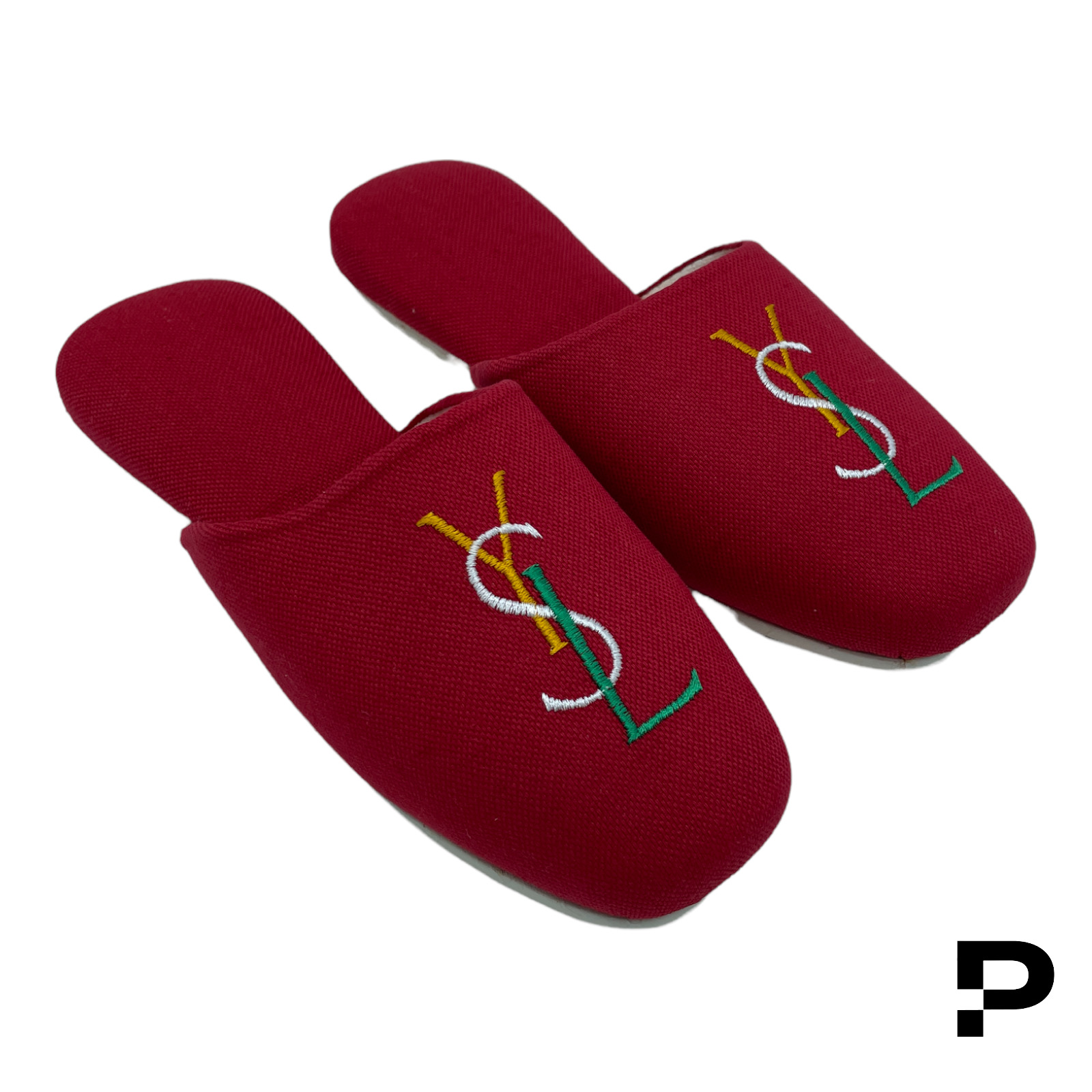 Yves Saint Laurent YSL Twill Logo Slipper - Red - 3