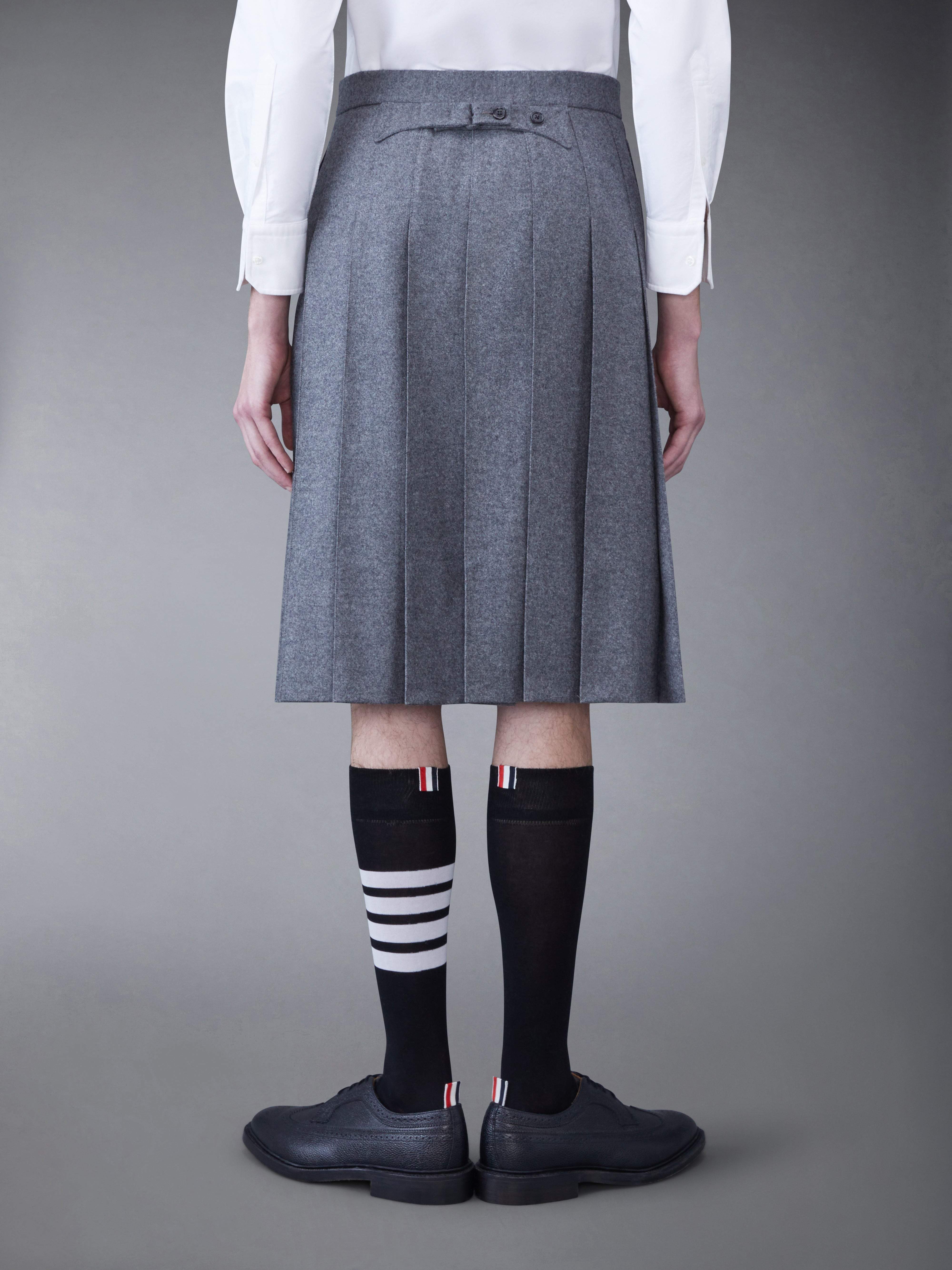 WOOL FLANNEL 2003 CLASSIC BACKSTRAP PLEATED SKIRT - 3