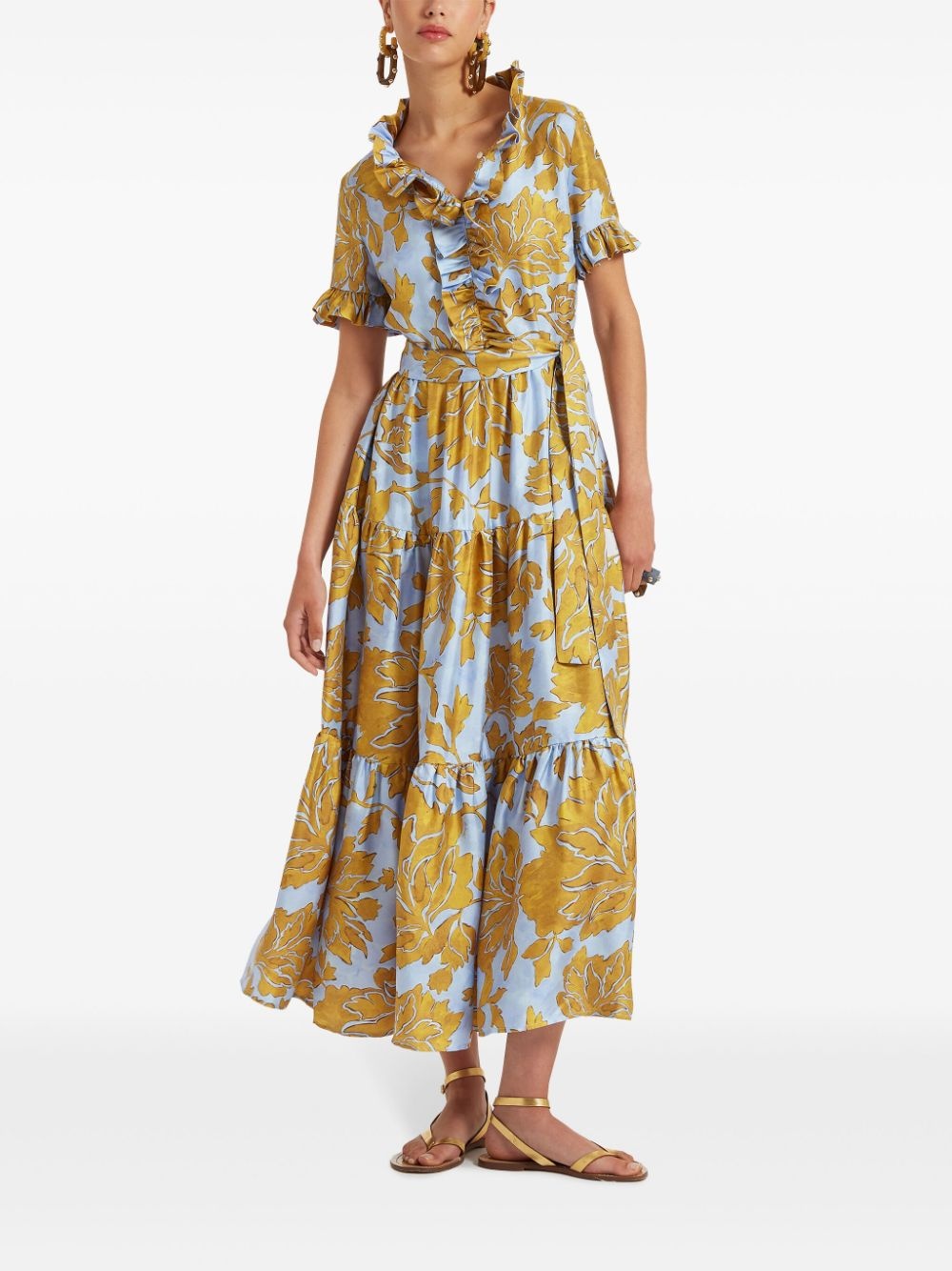 ruffle-trim floral-print dress - 2