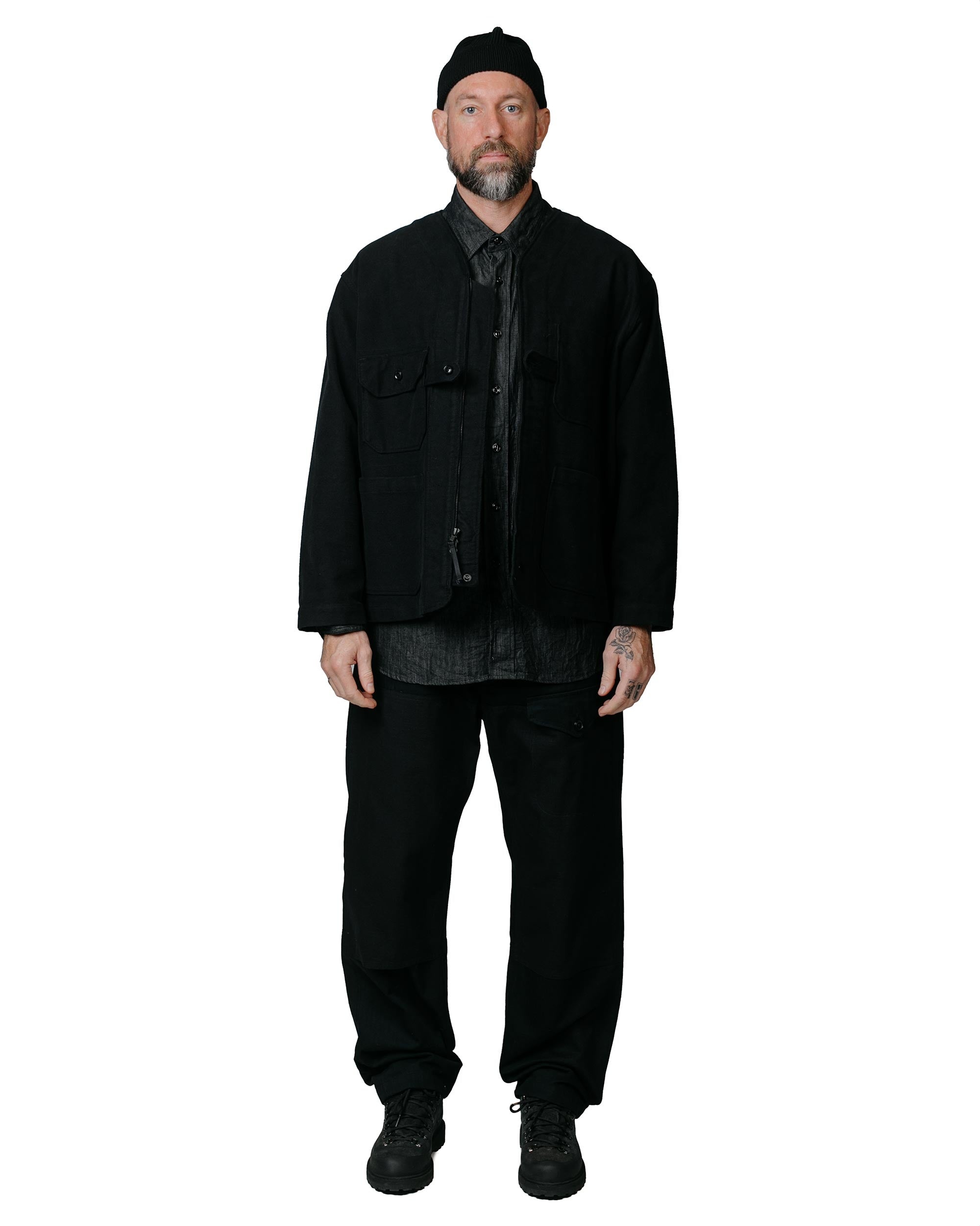 Field Pant Black Cotton Herringbone Twill - 4