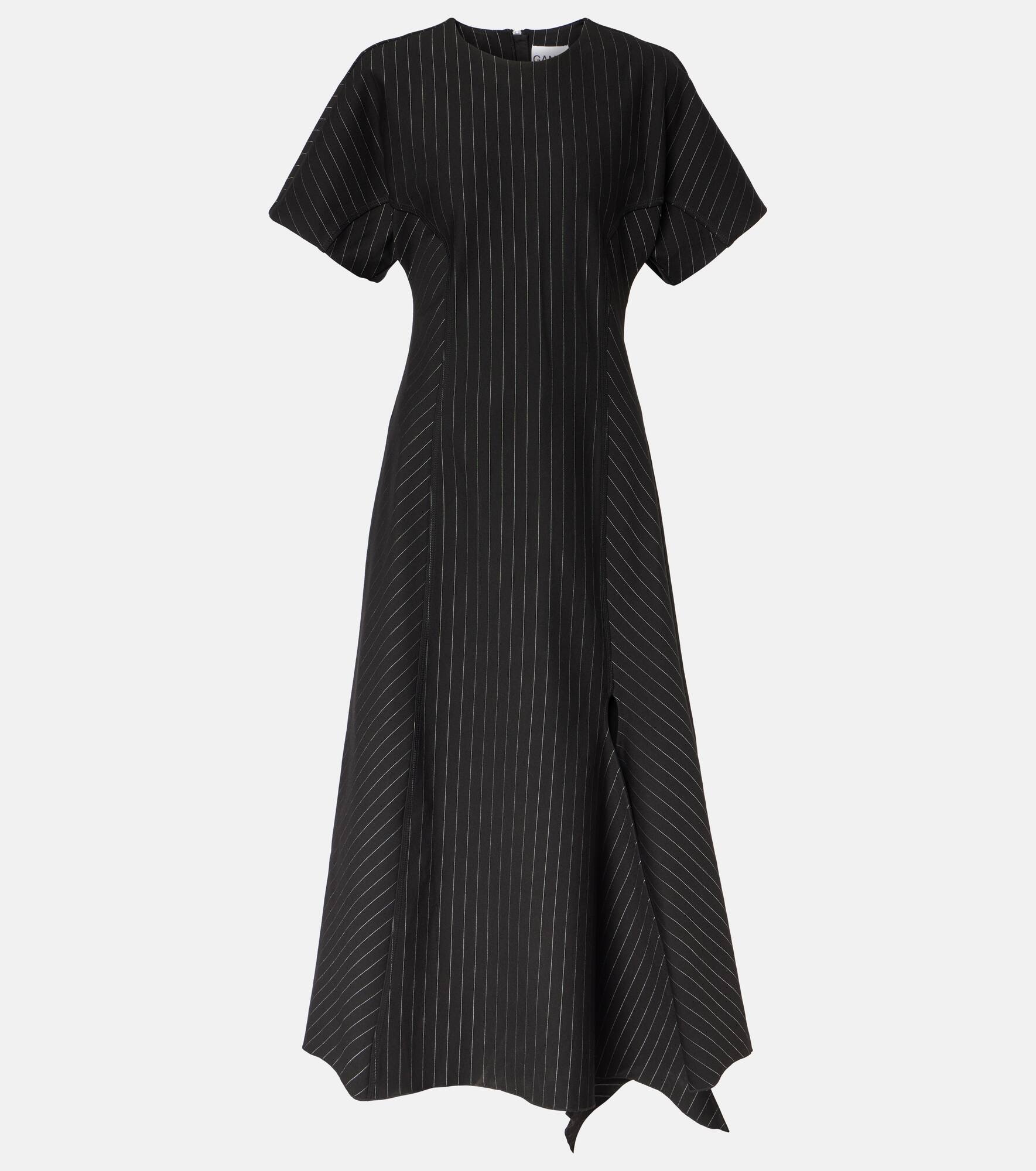 Pinstripe asymmetric midi dress - 1