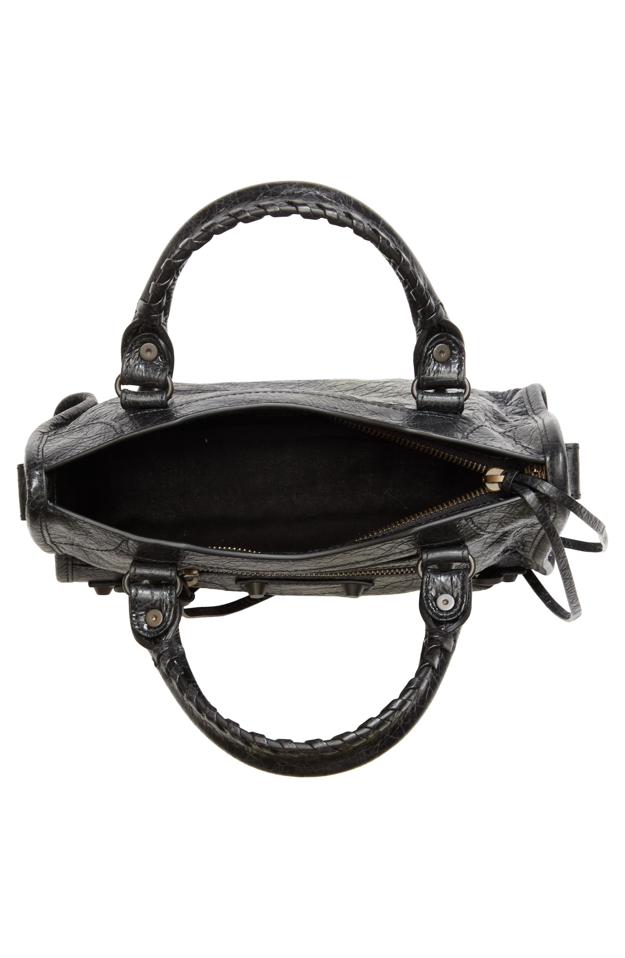 Balenciaga Mini Le City Crinkle Leather Top Handle Bag in 1000 Black at Nordstrom - 4