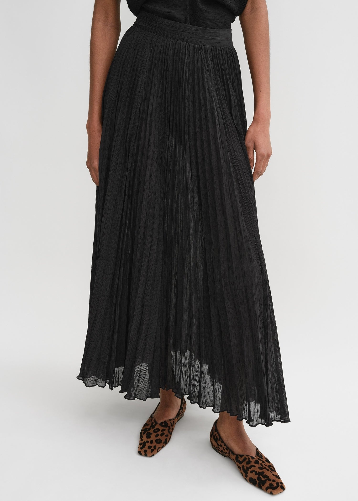 Crinkled plissé skirt black - 5