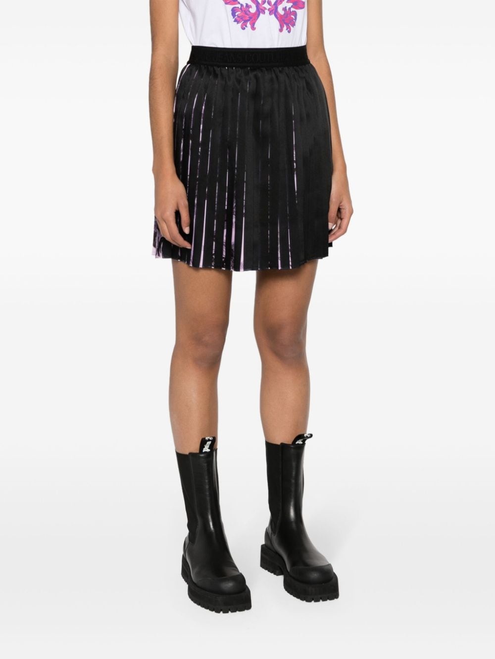 Watercolour Barocco pleated mini skirt - 3