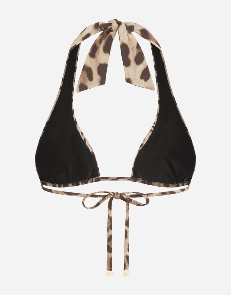 Leopard-print padded triangle bikini top - 3