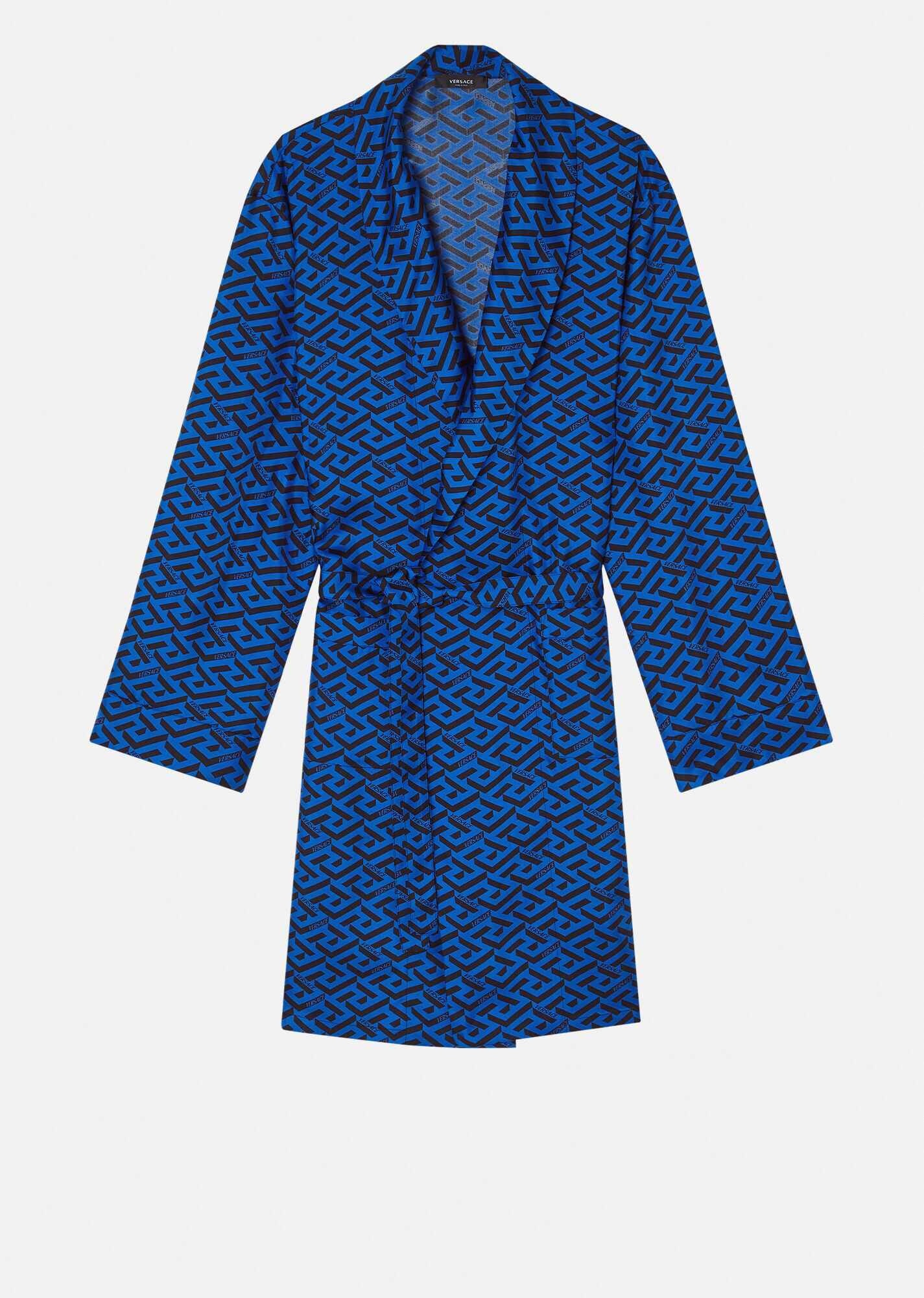 La Greca Print Silk Robe - 1