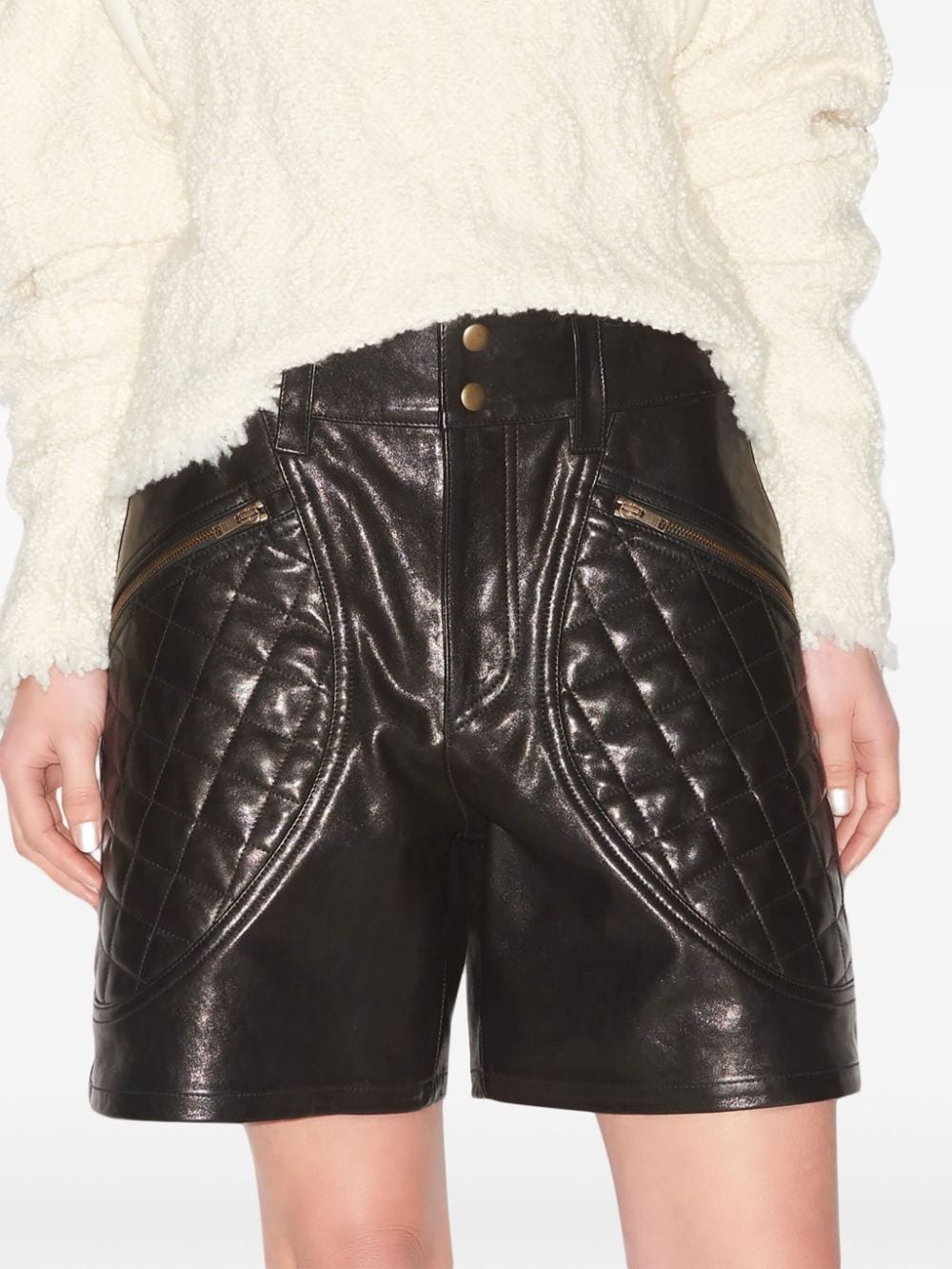 quilted leather shorts - 3