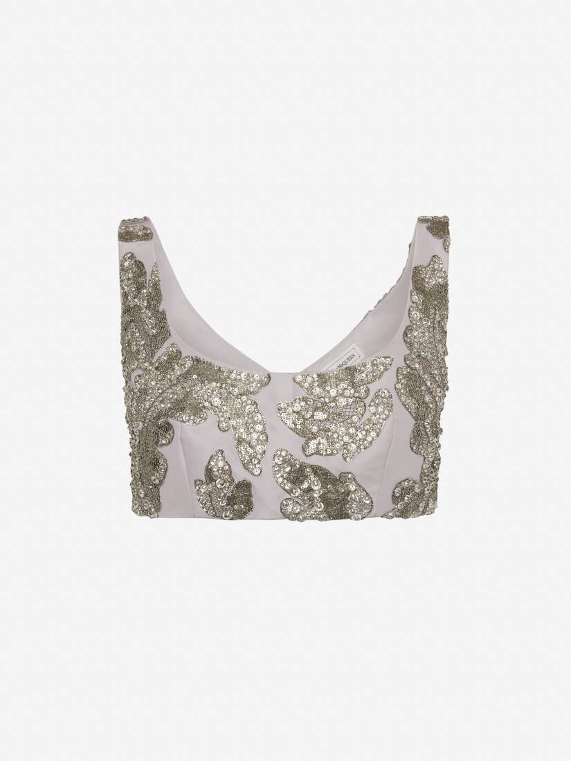 Women's Alchemilla Embroidery Crop Top in Porcelain - 1