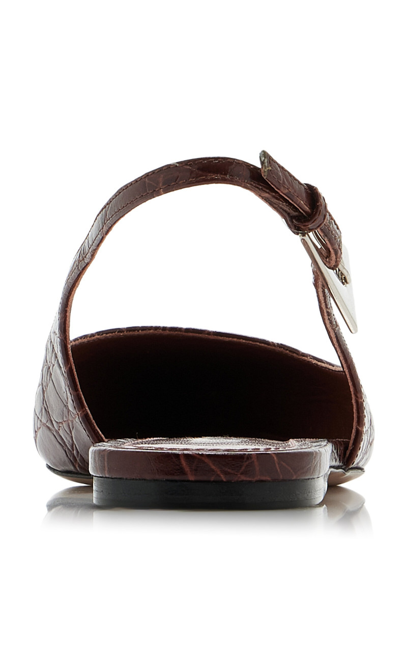 Jessica Croc-Effect Leather Slingback Flats burgundy 5