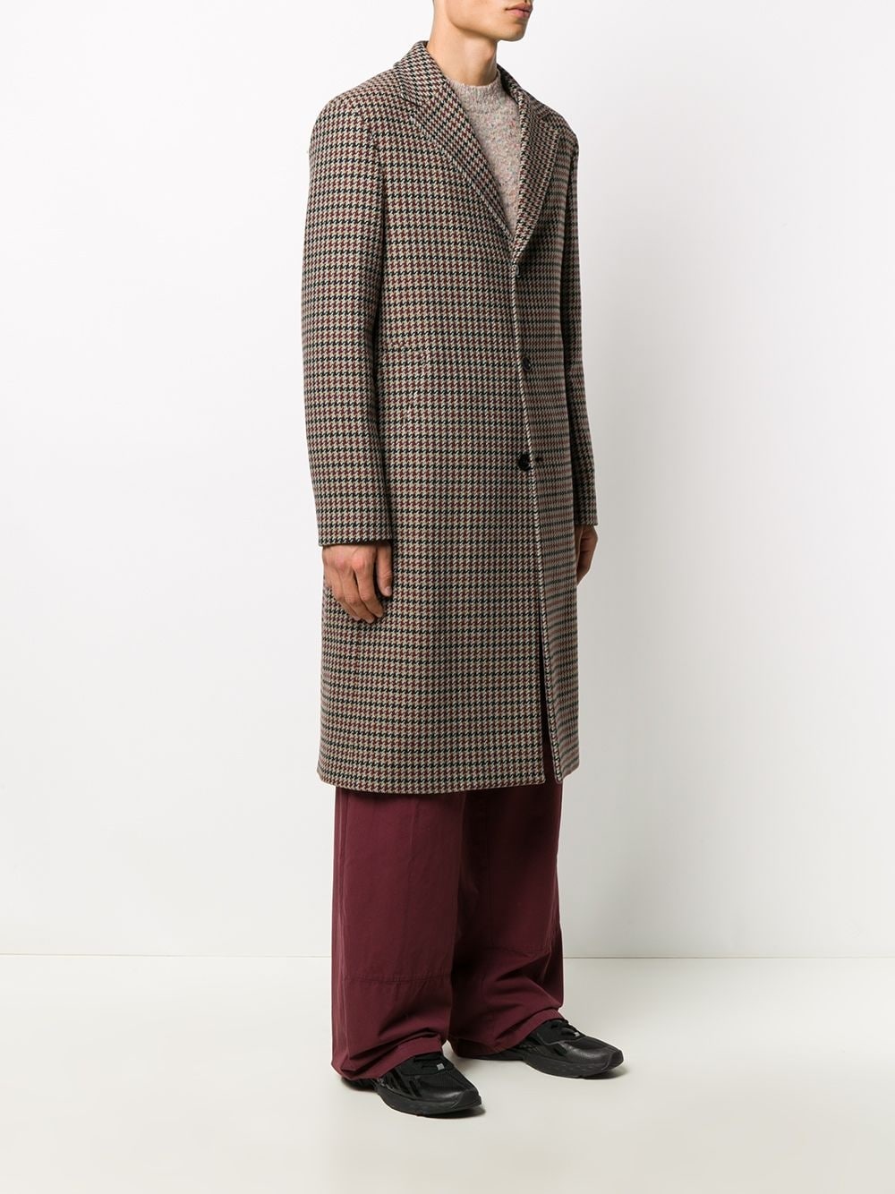 houndstooth single-breasted coat - 3