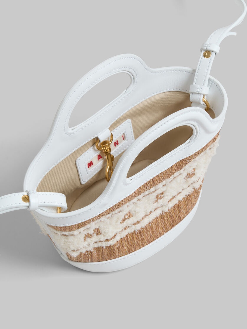 WHITE LEATHER RAFFIA-EFFECT TROPICALIA MICRO BAG WITH TUFTED LOGO - 4