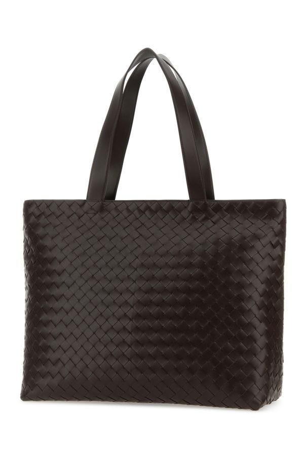 Dark brown leather Intrecciato shopping bag - 2