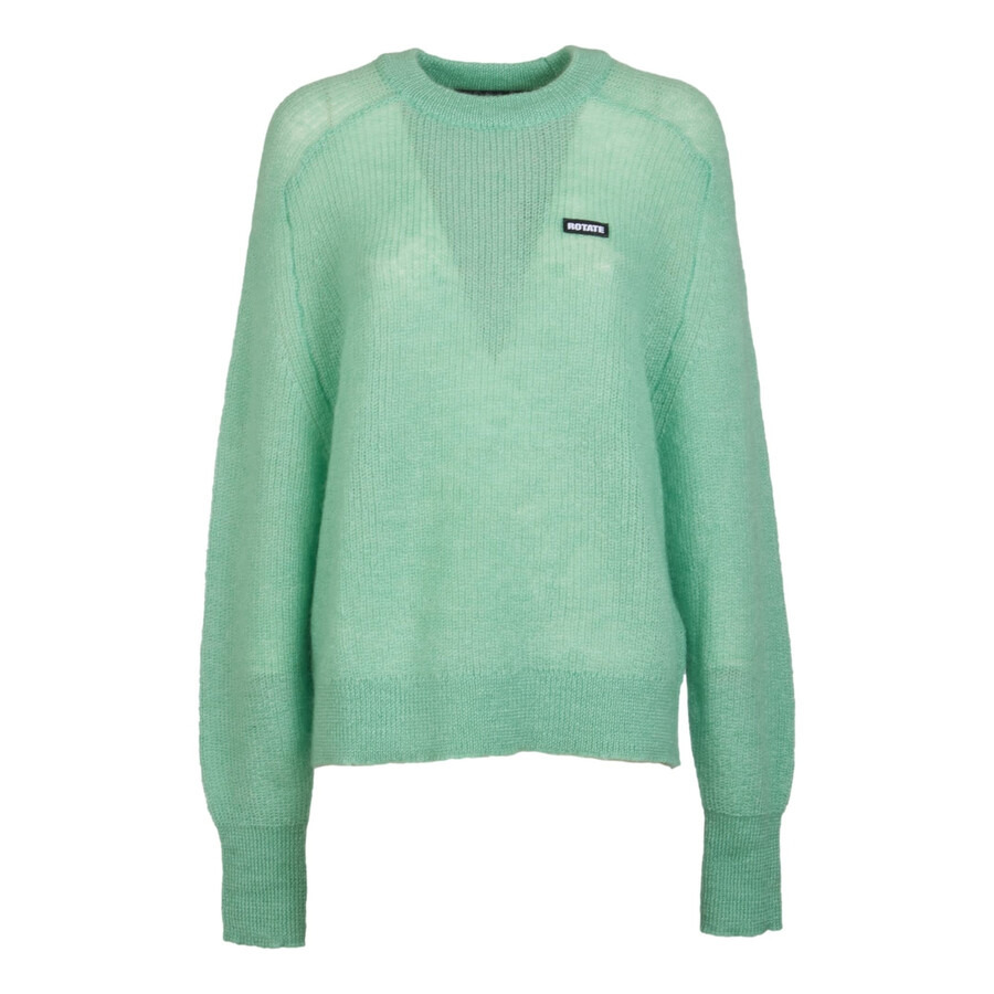 Rotate Ladies Grayed Jade Light Knit Logo Sweater - 5