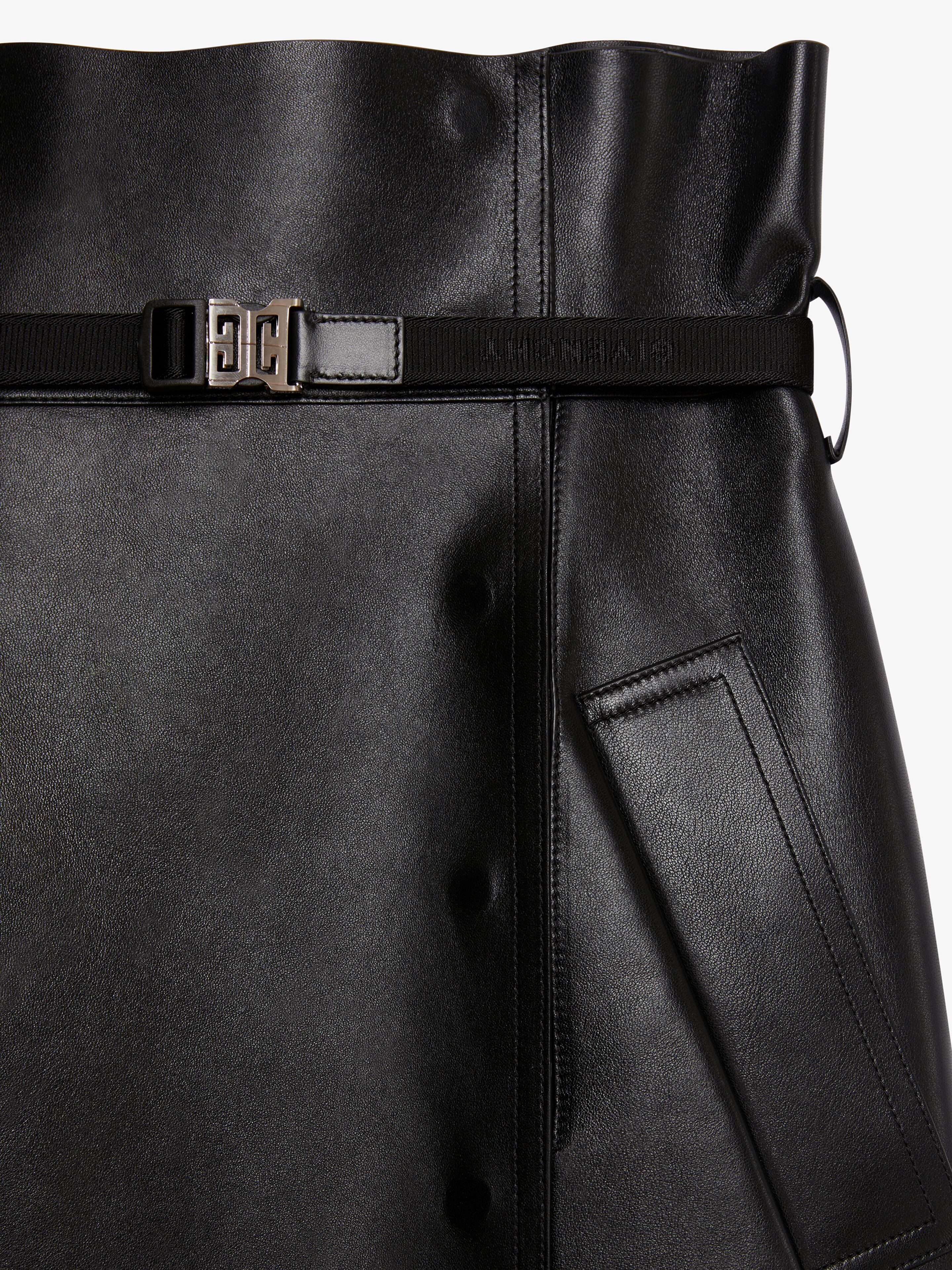 WRAP SKIRT IN LEATHER WITH 4G BELT - 5