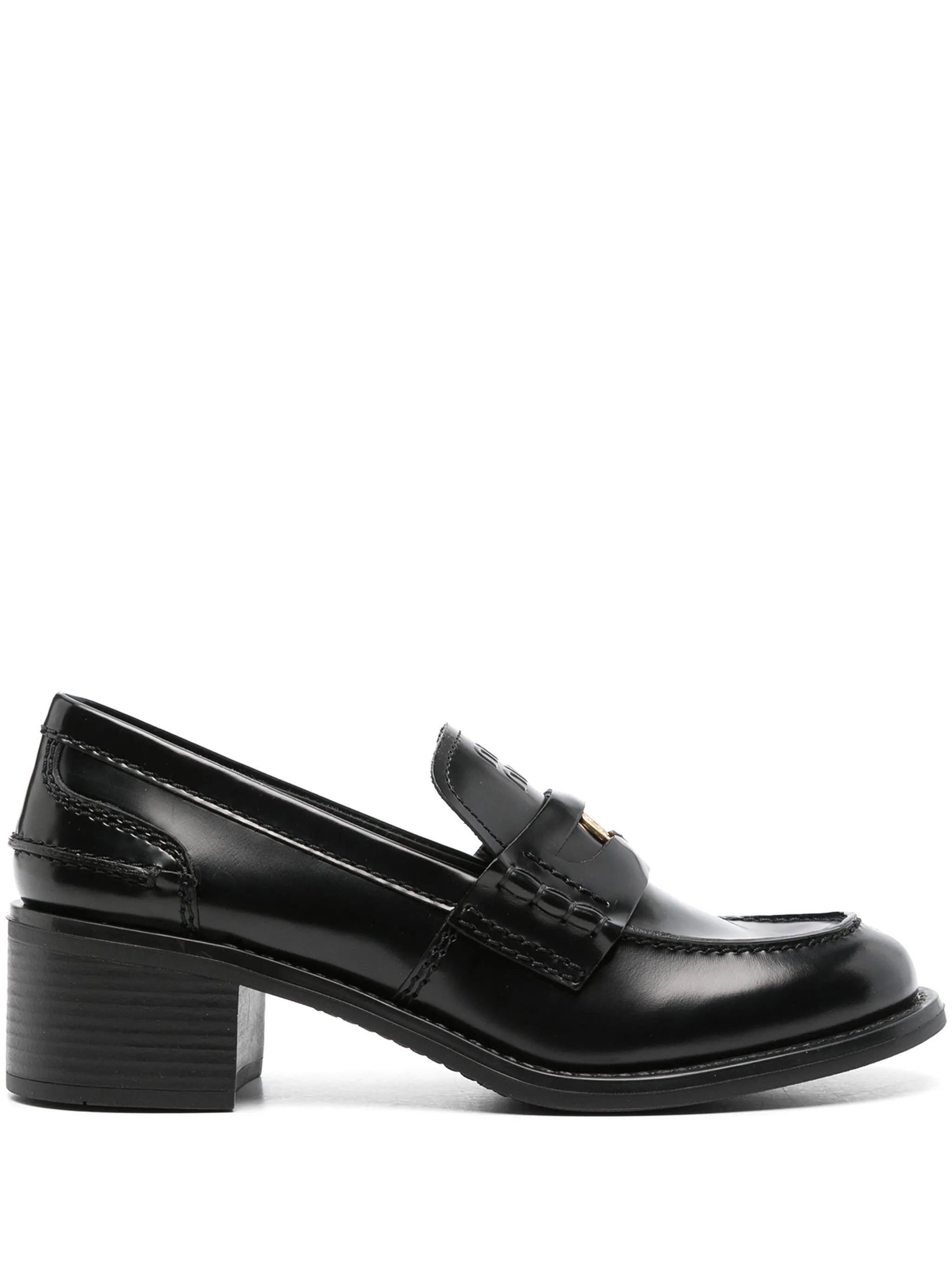 brushed leather penny loafers - 1