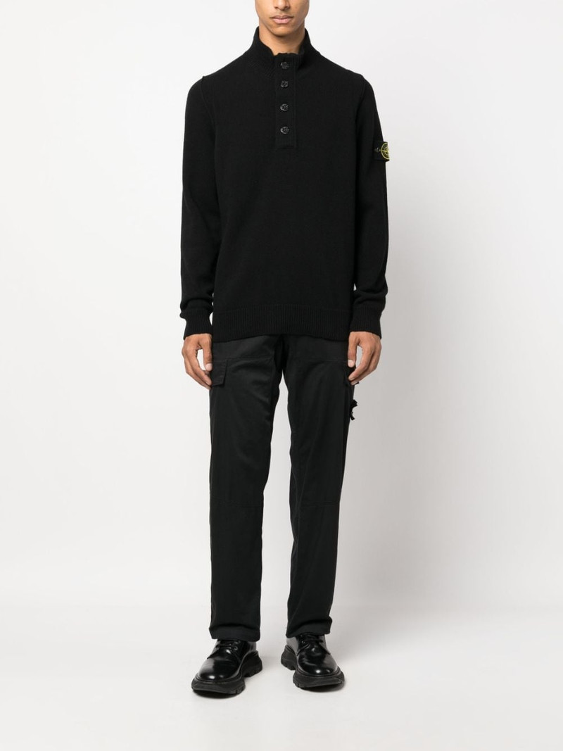 Stone Island Compass-patch buttoned-up jumper outlook