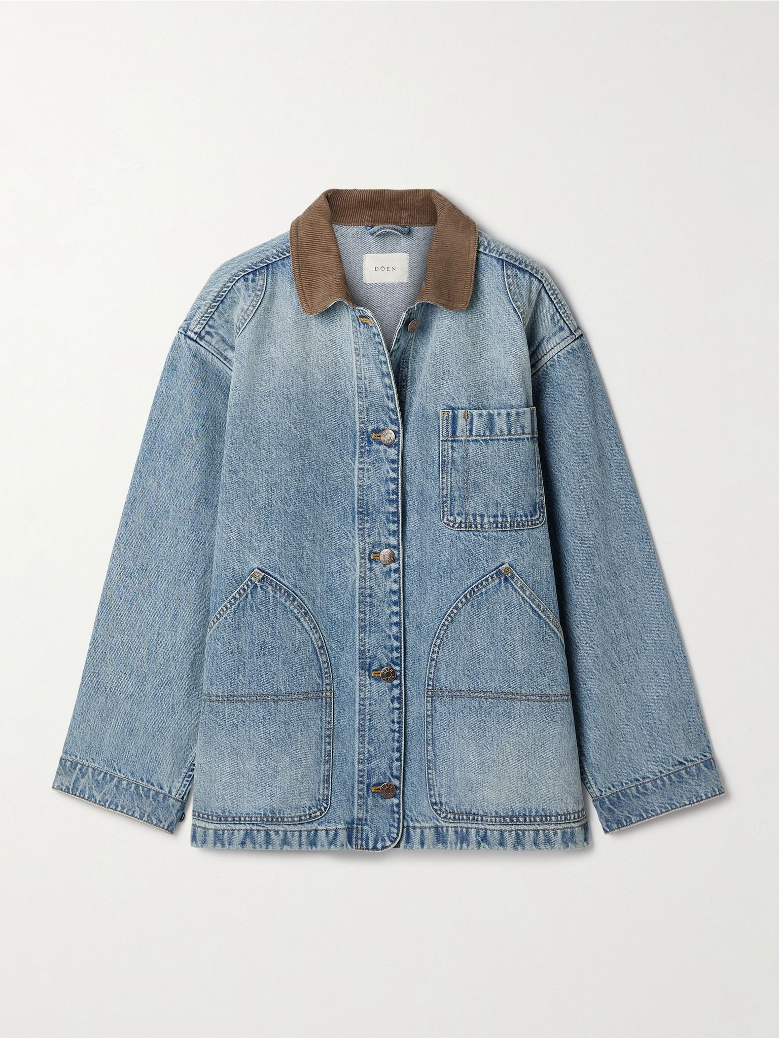 Pascual corduroy-trimmed denim jacket Dark denim - 1