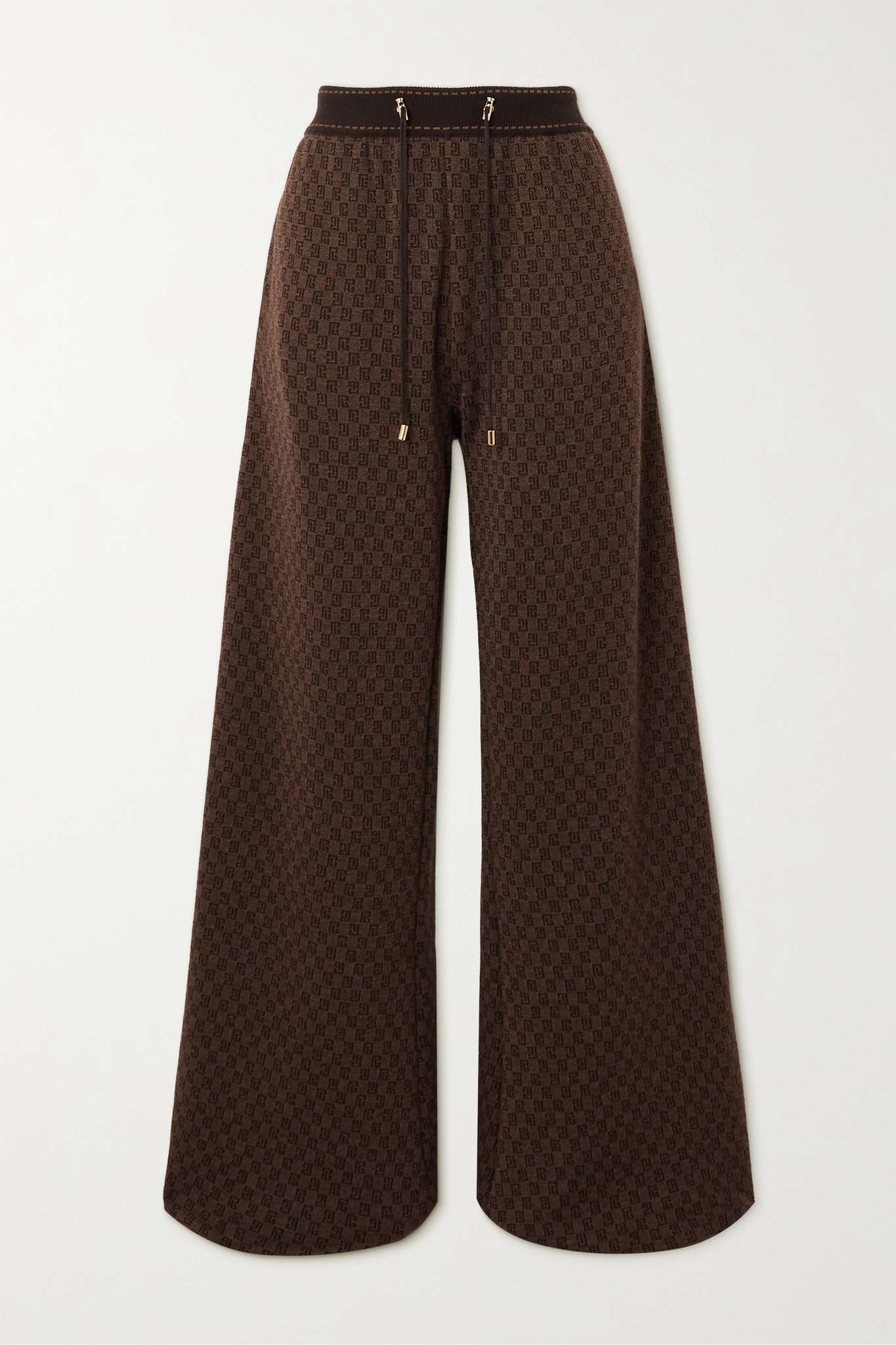 Striped wool-blend jacquard wide-leg pants - 1