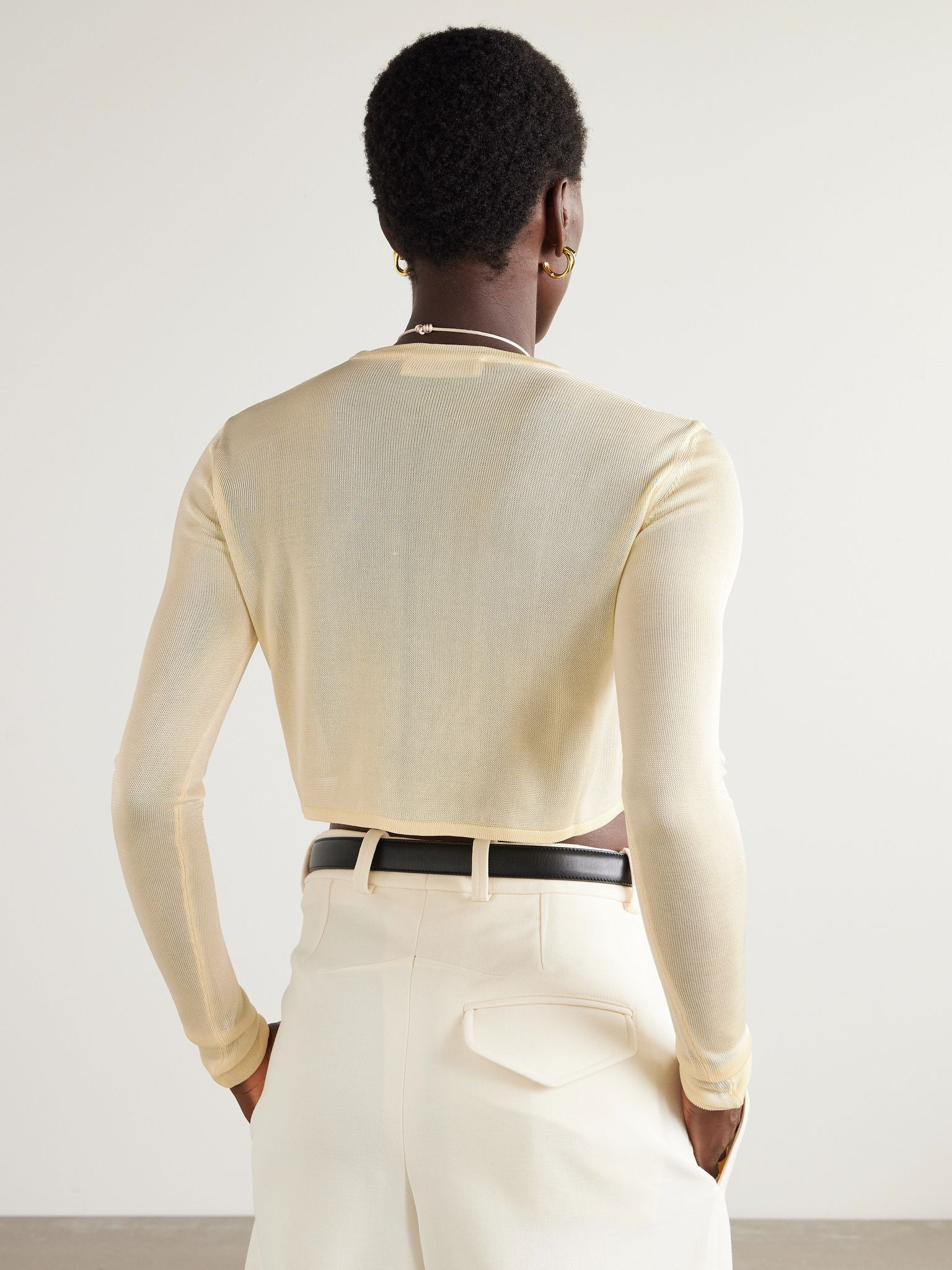 Kazel cropped knitted top Cream - 3