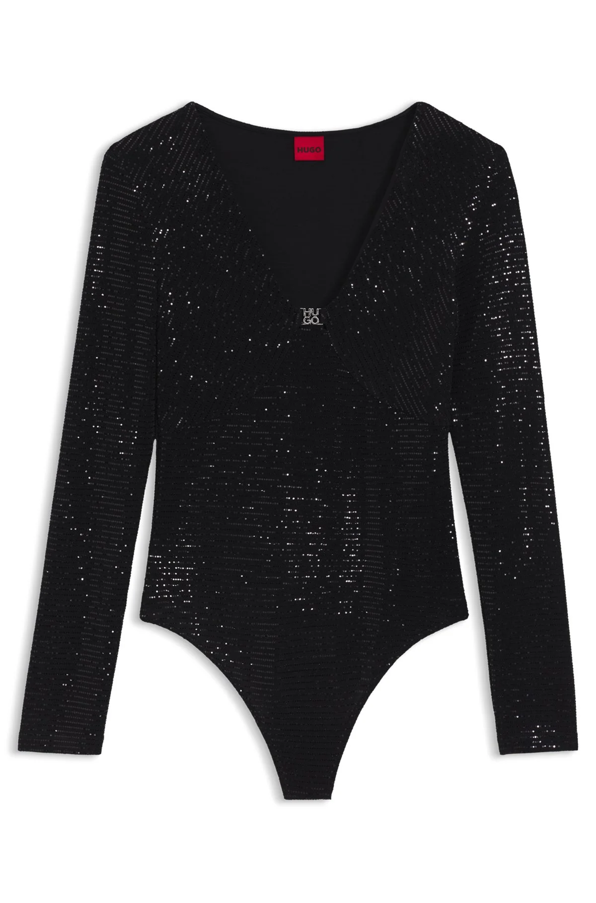 SPARKLING BODYSUIT IN STRETCH JERSEY WITH STACKED-LOGO TRIM - 1