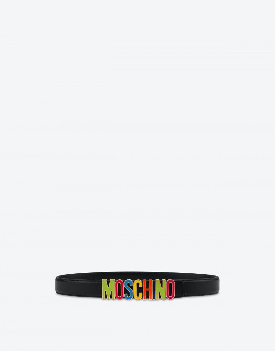 MULTICOLOR LETTERING CALFSKIN BELT - 1