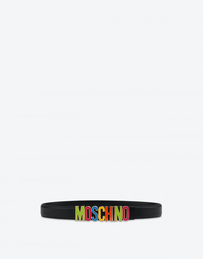 MULTICOLOR LETTERING CALFSKIN BELT 1