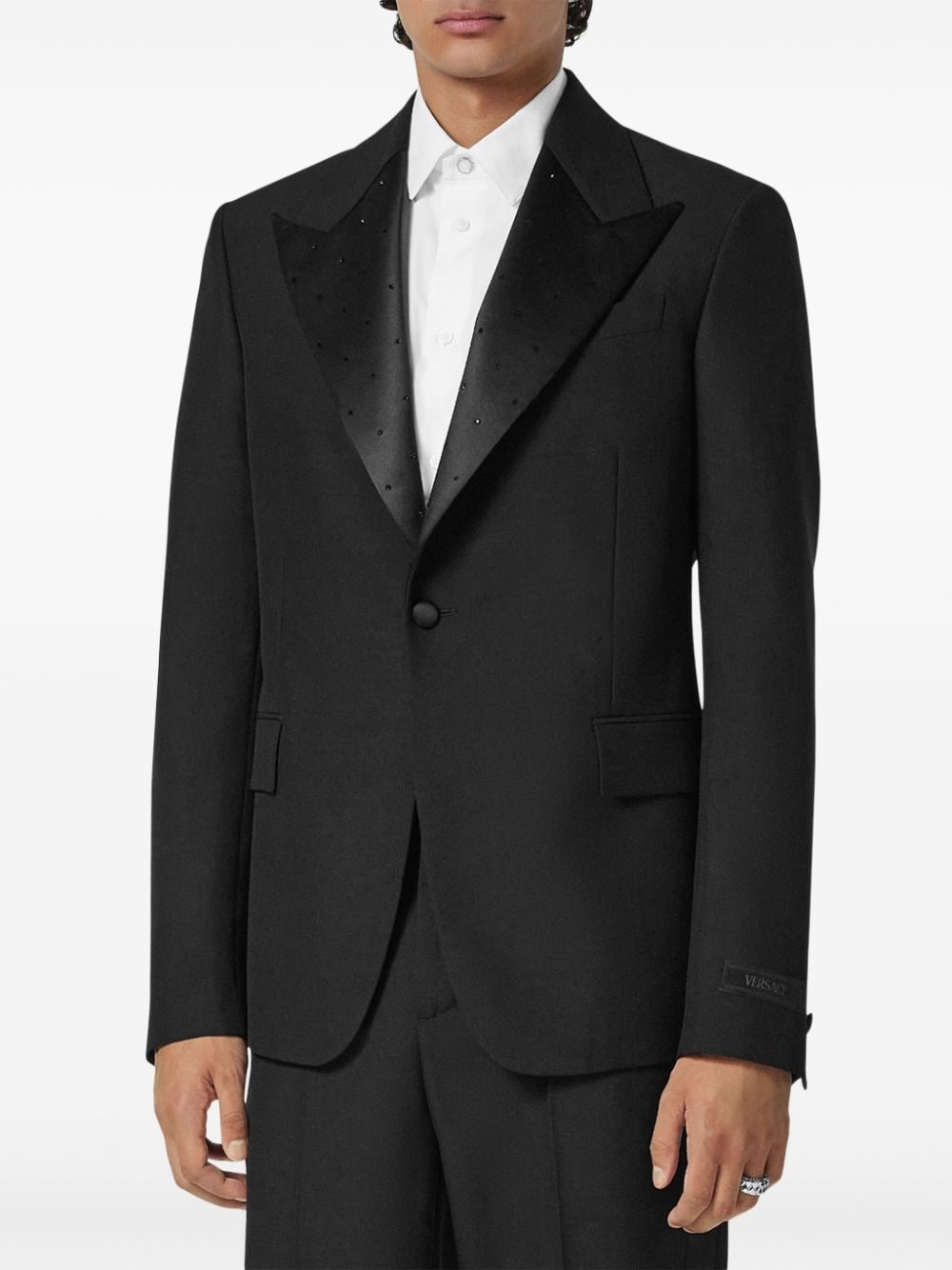 satin-trim single-breasted blazer - 3