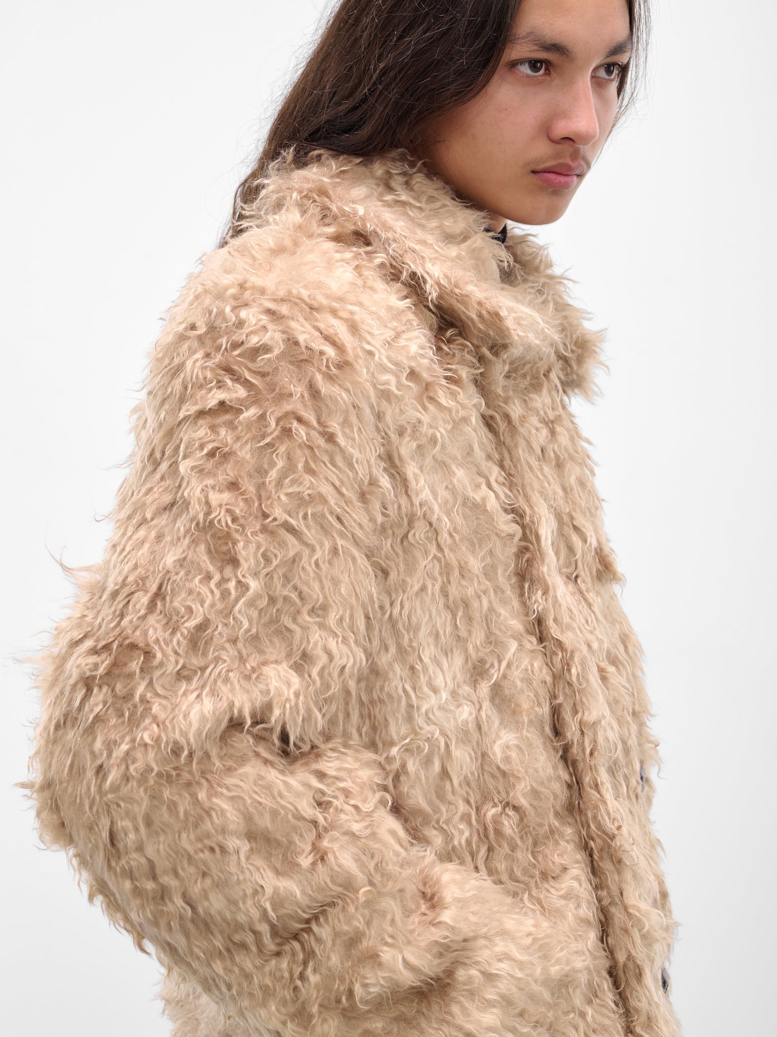 Beige Astrakan Fur Coat - 4