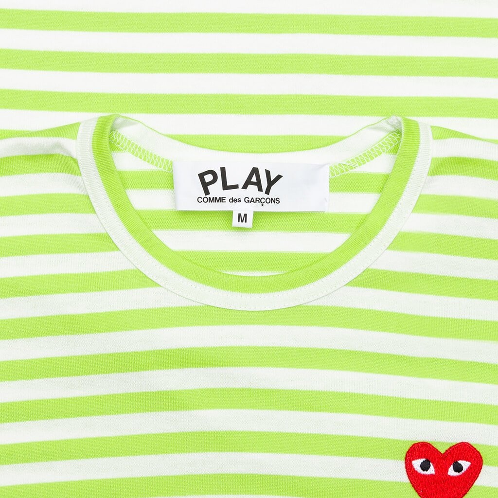 COMME DES GARCONS PLAY PASTELLE WOMEN'S STRIPED L/S SHIRT - GREEN - 3