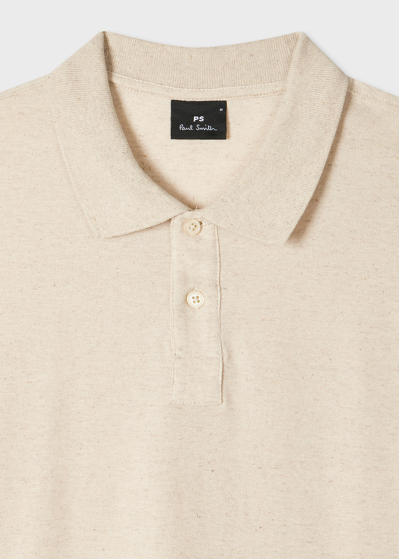 Ecru Cotton-Linen Pique Polo Shirt 3
