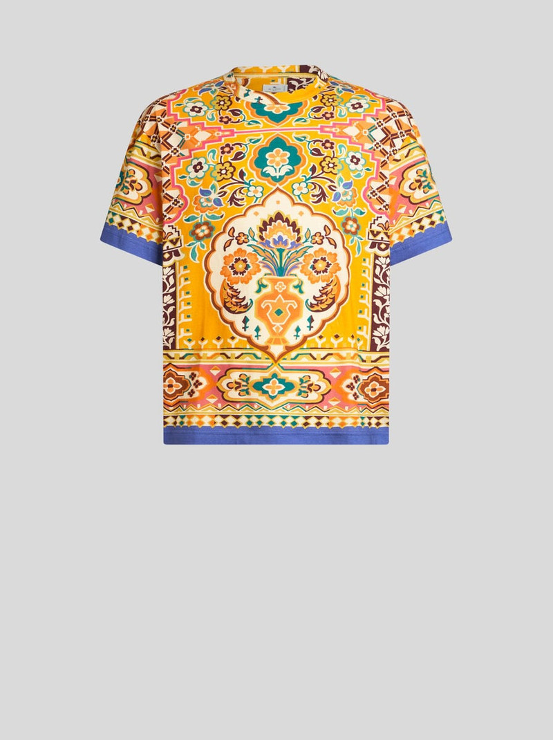 COTTON AND LINEN T-SHIRT WITH PRINT 1