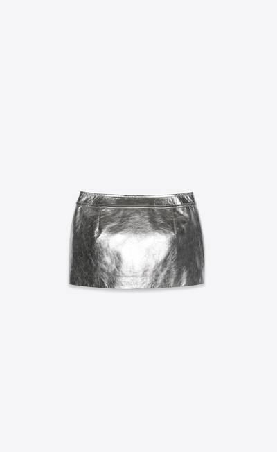 SAINT LAURENT zipped mini skirt in lamé calfskin outlook